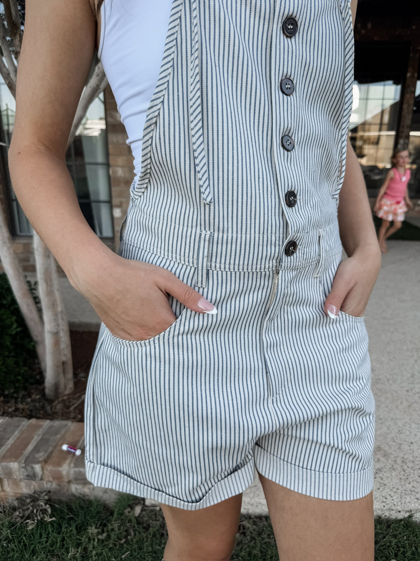 Striped Denim Romper