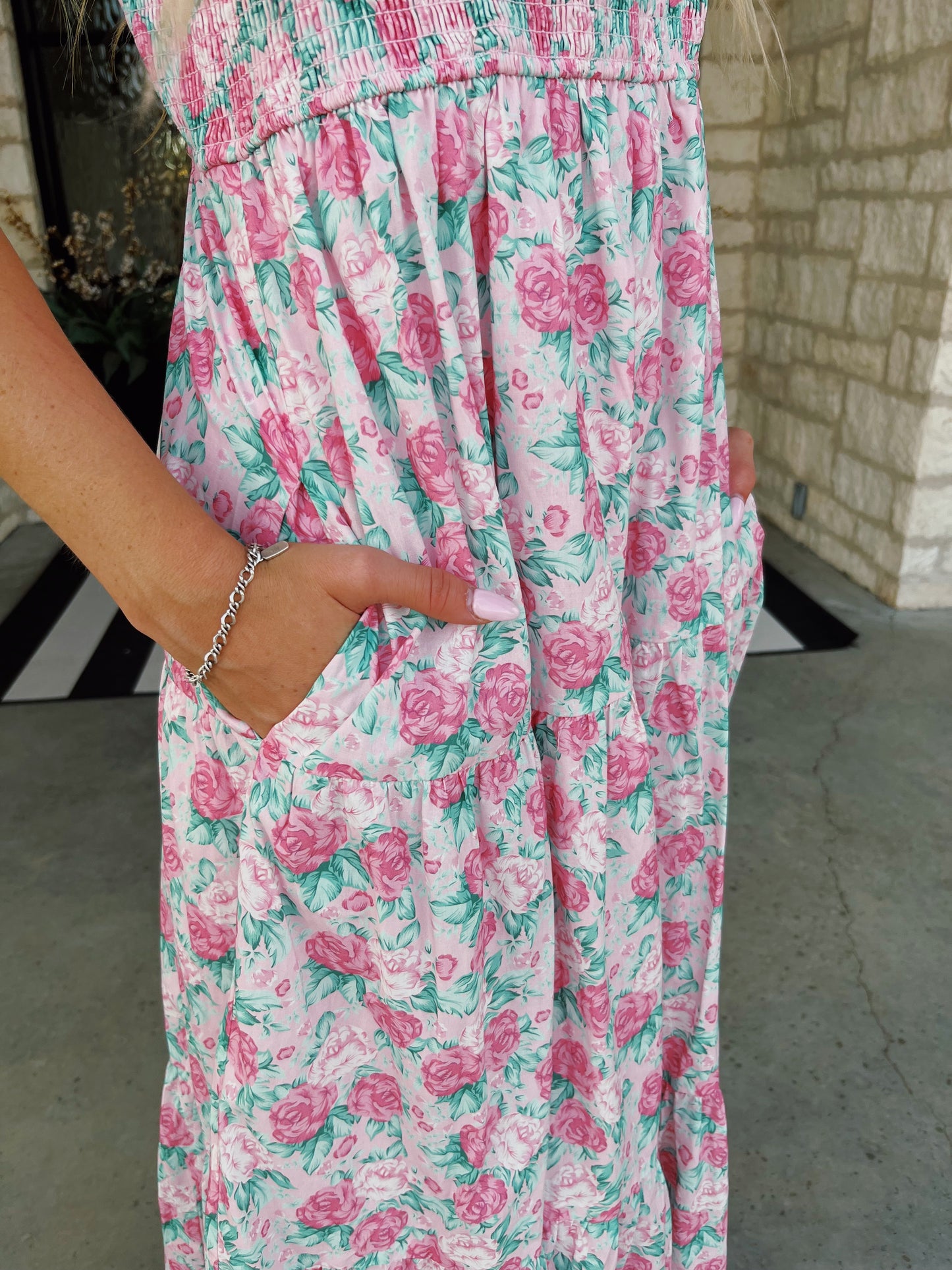 Pink Rose Maxi Dress (100% Cotton)