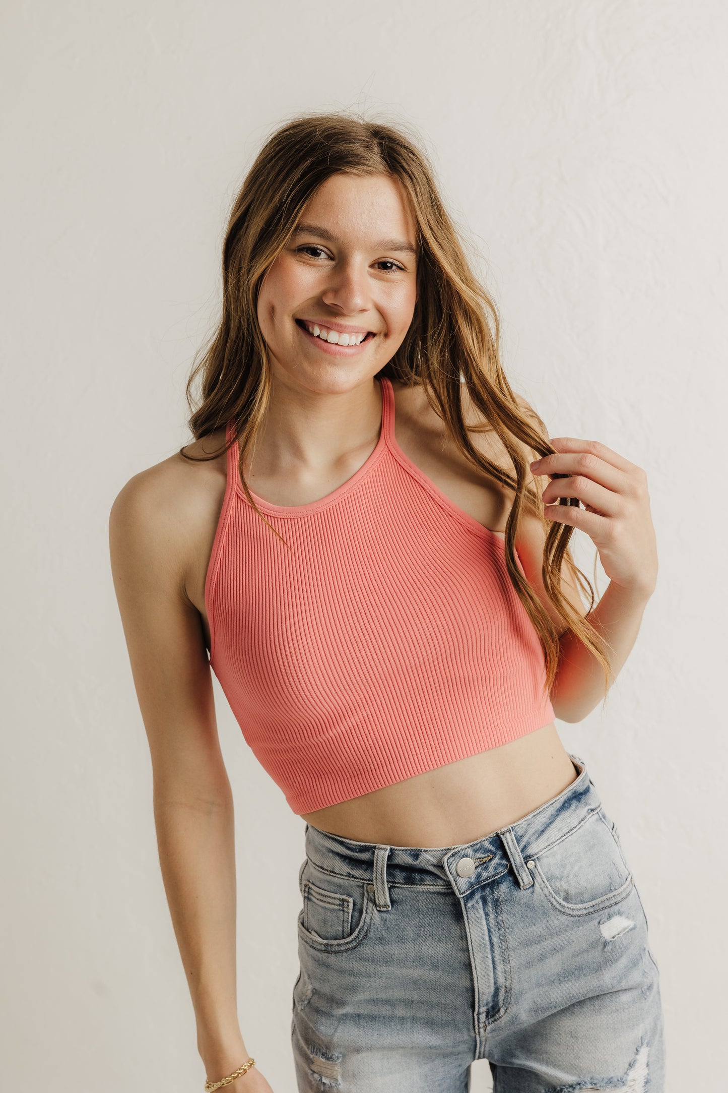 Seamless Halter Tank in Pink