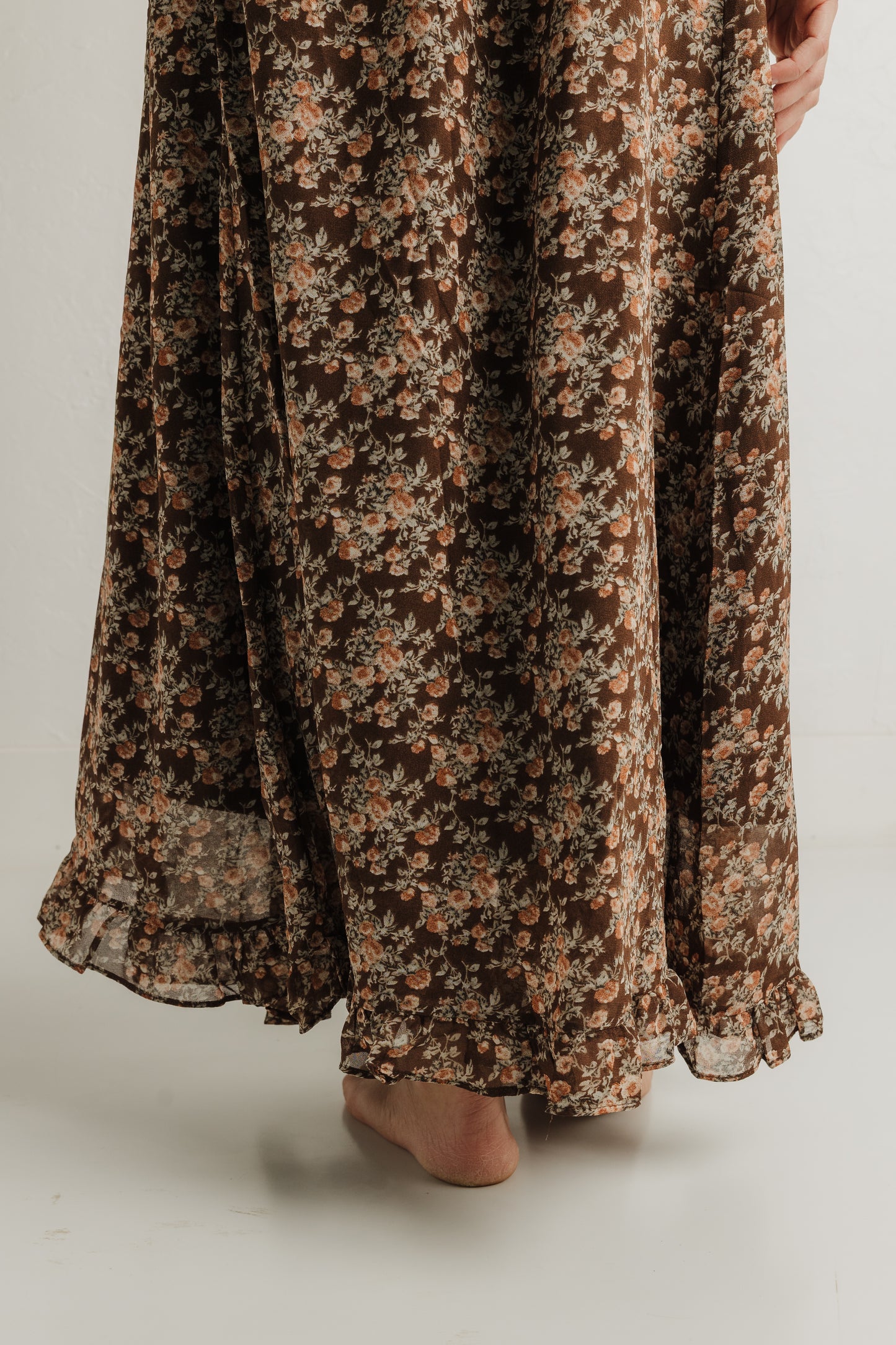 Brown Floral Sweetheart Maxi