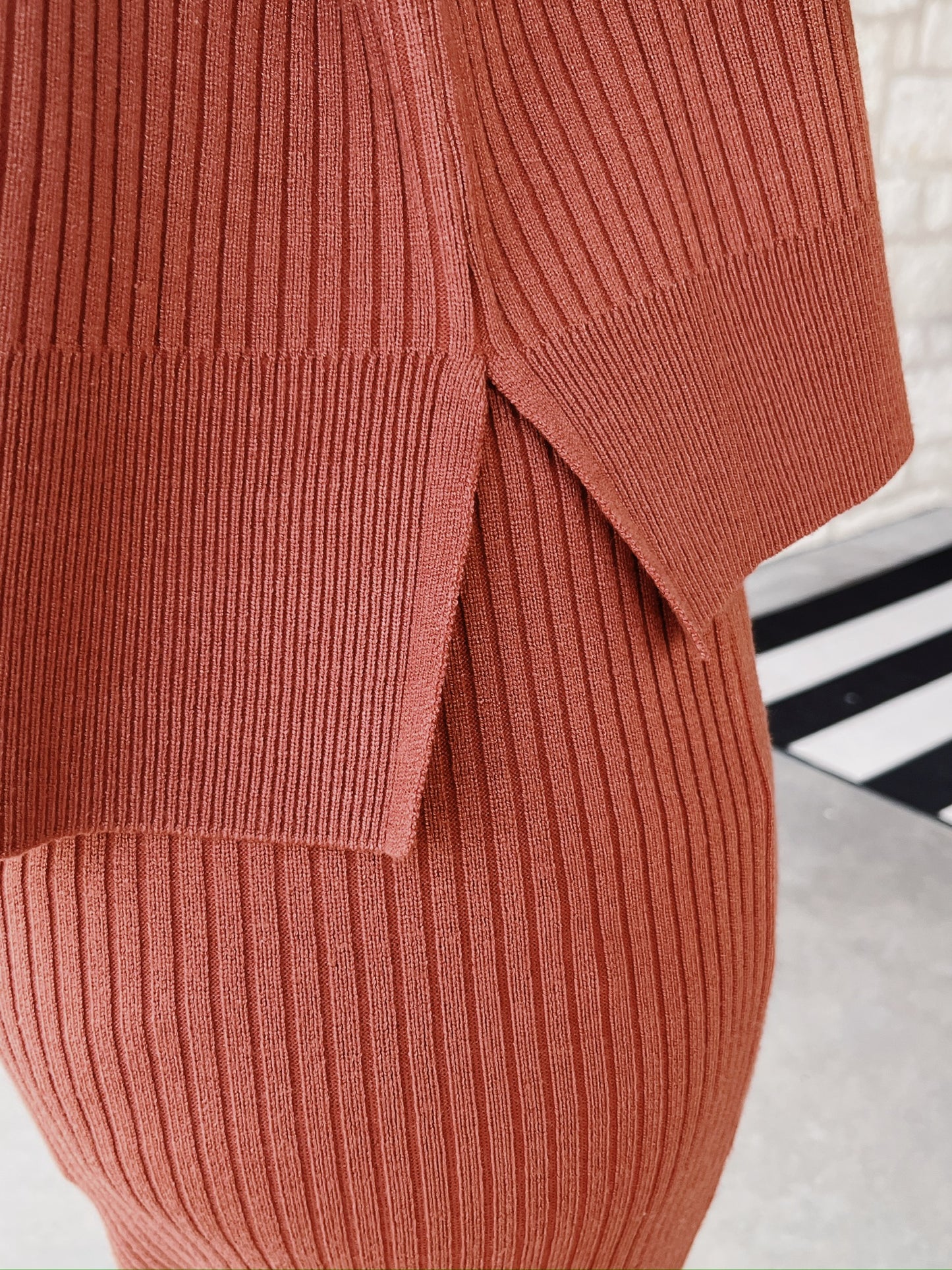 Rust Ribbed Sweater Set