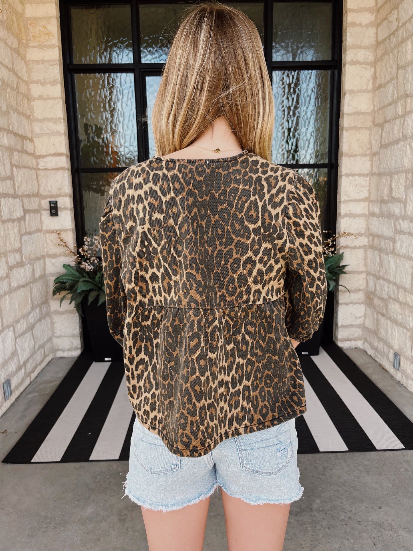 Leopard Denim Top