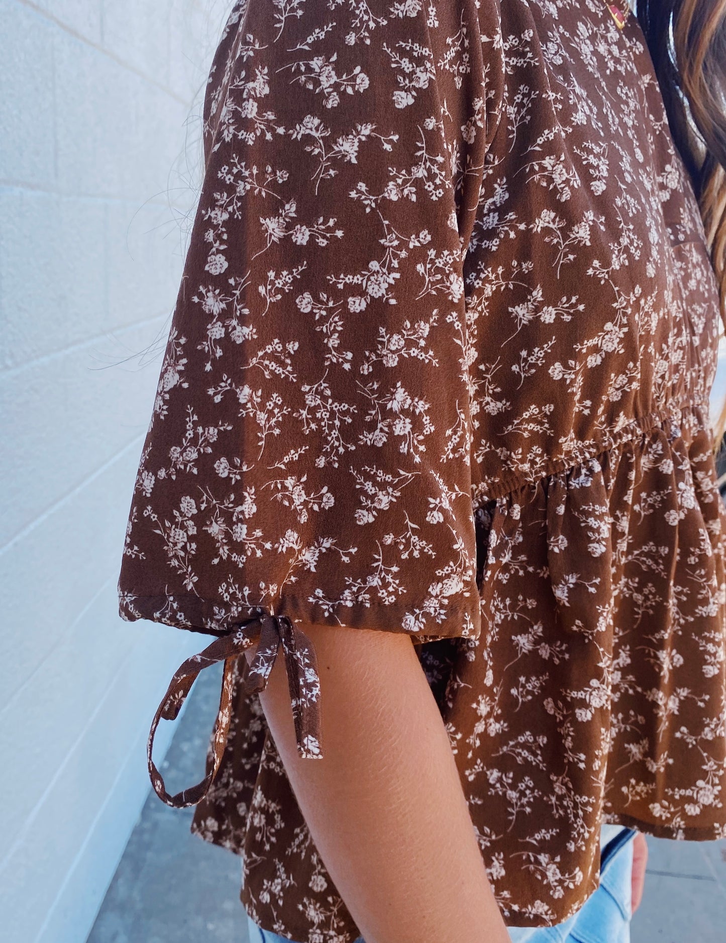 Brown Floral Blouse