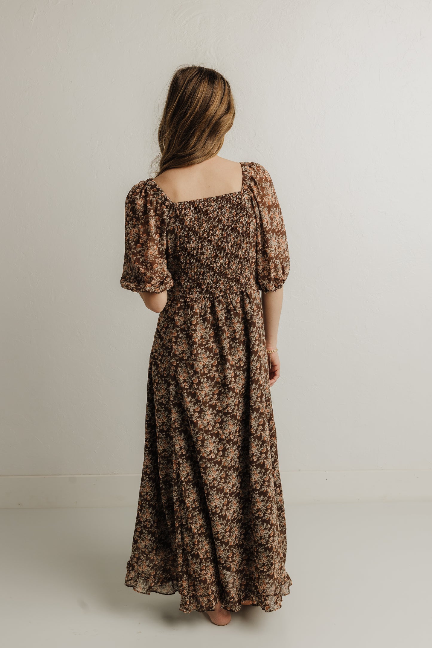 Brown Floral Sweetheart Maxi