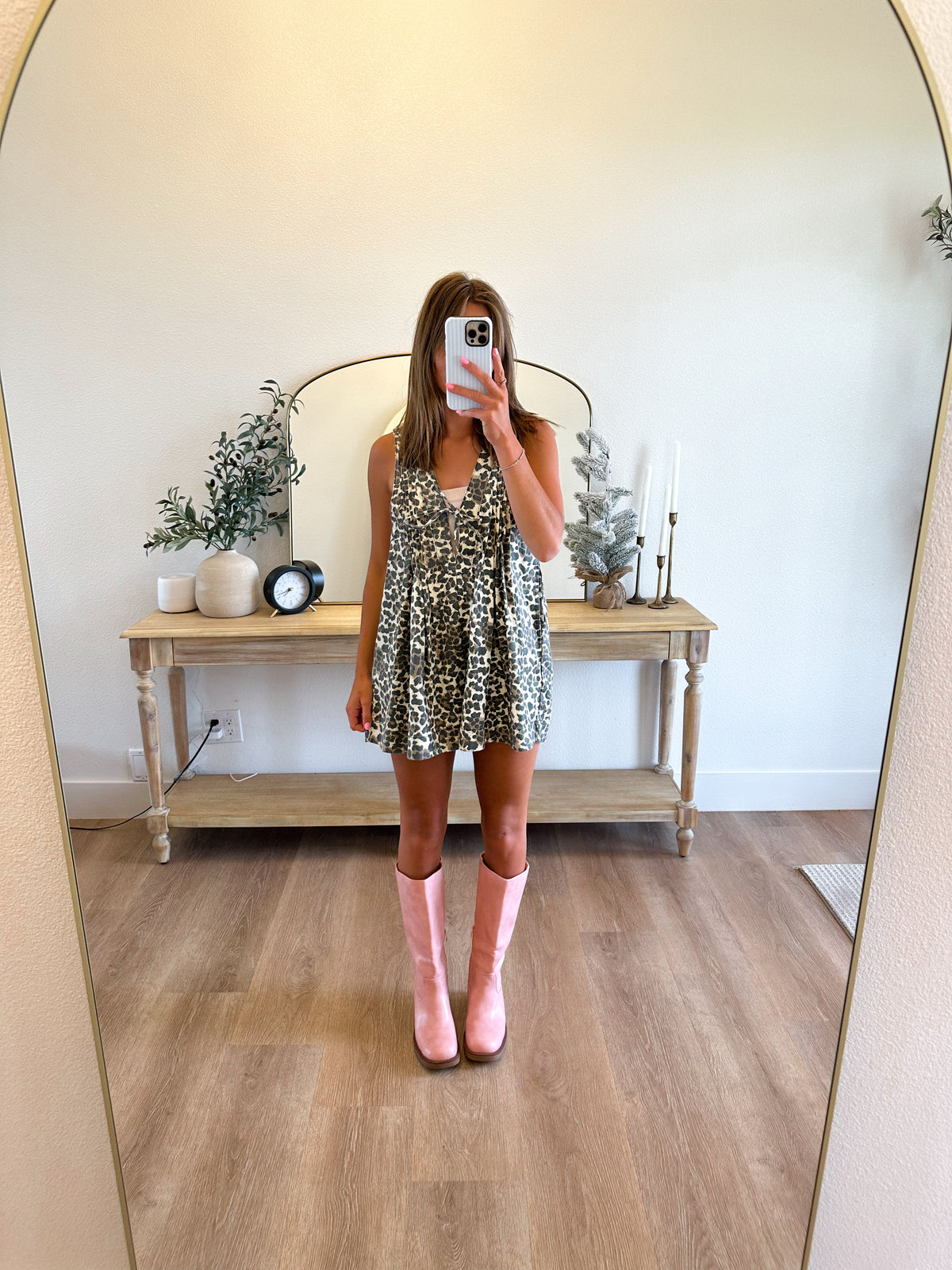 Leopard Pleated Romper (100% COTTON)