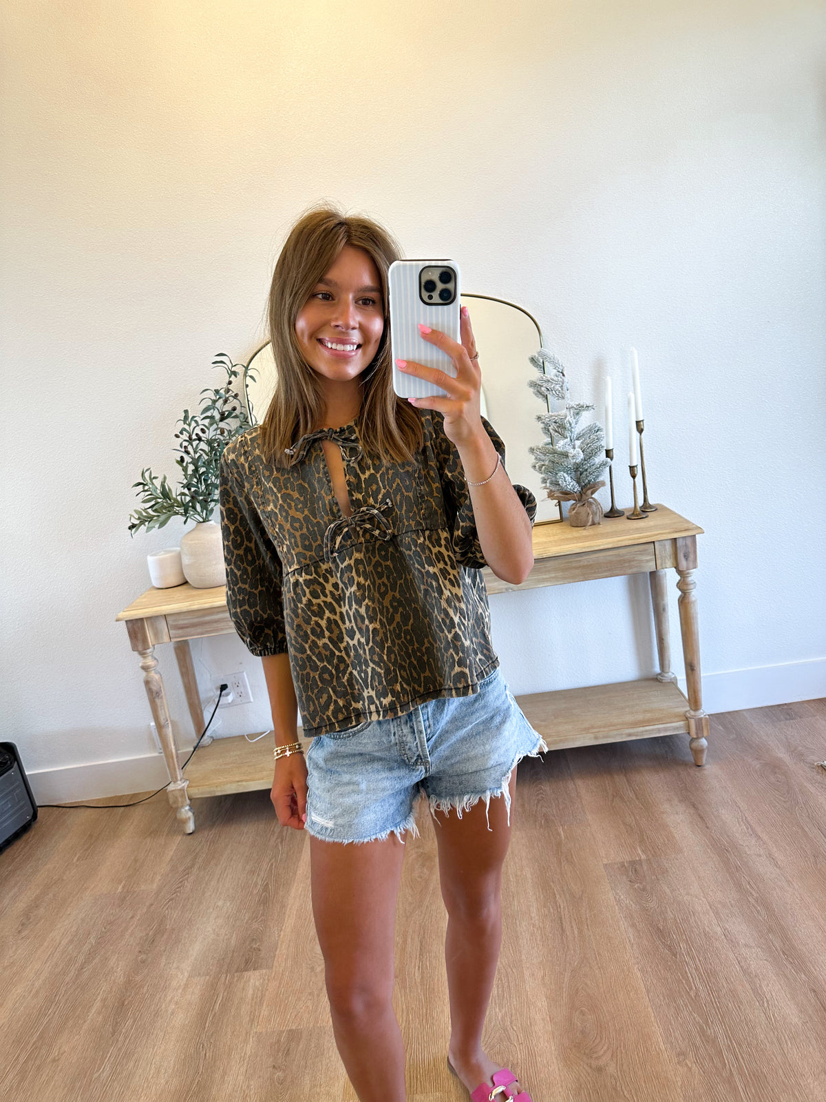 Leopard Denim Top