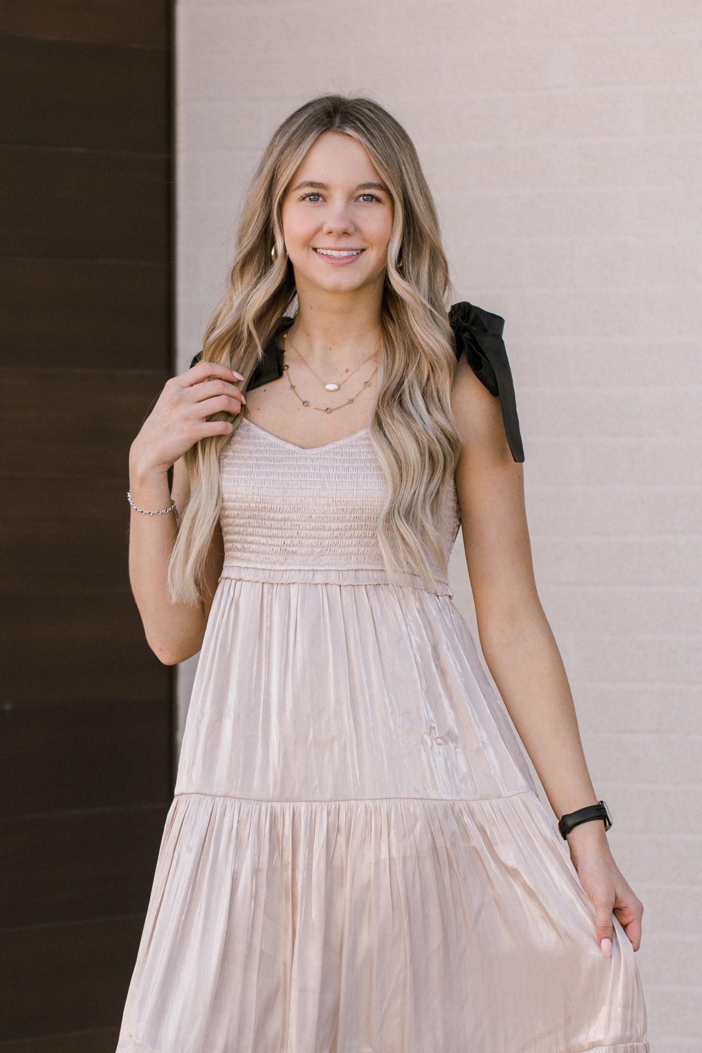 Champagne Satin Maxi Dress