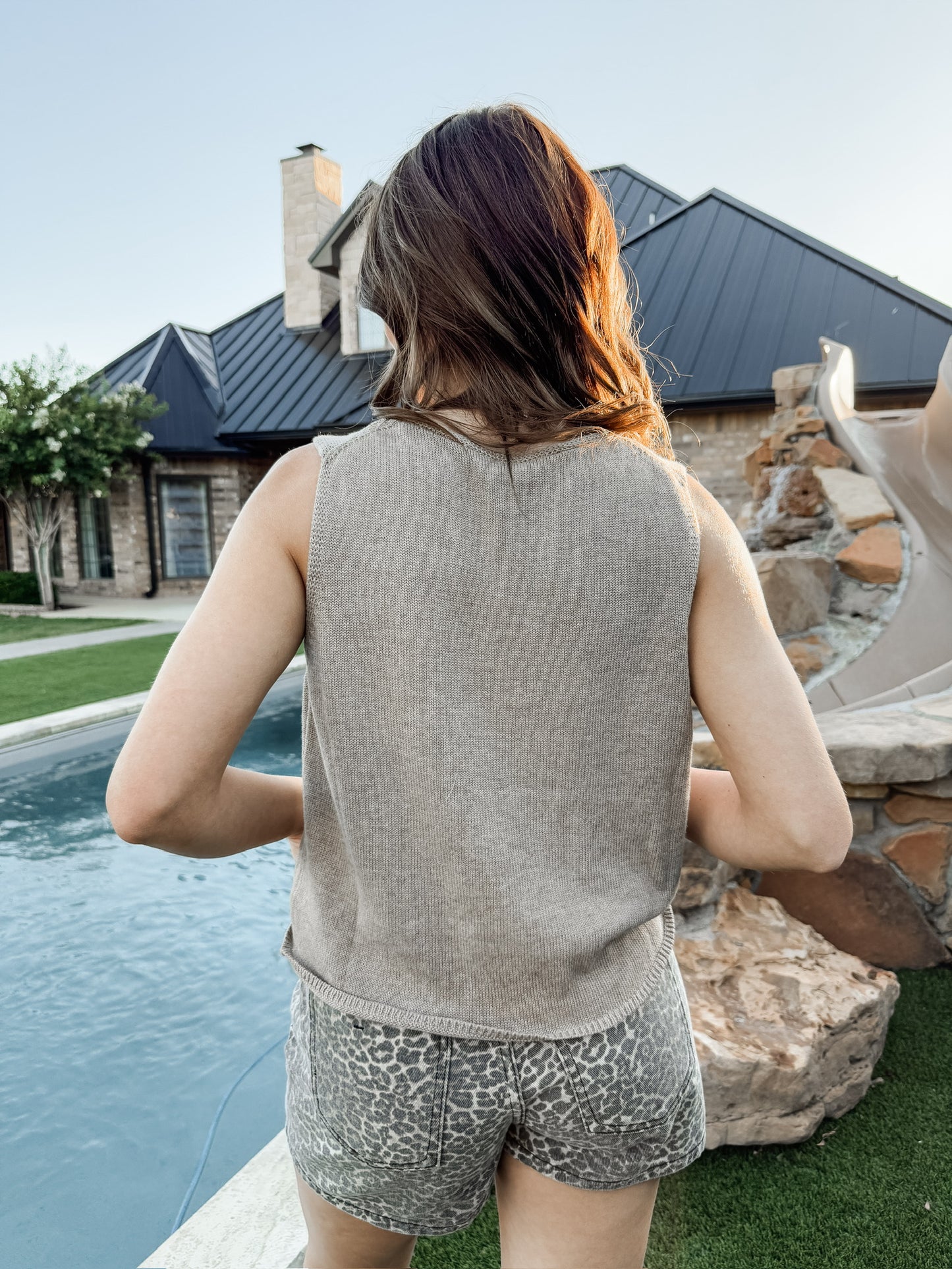 Knit Sweater Tank in Taupe
