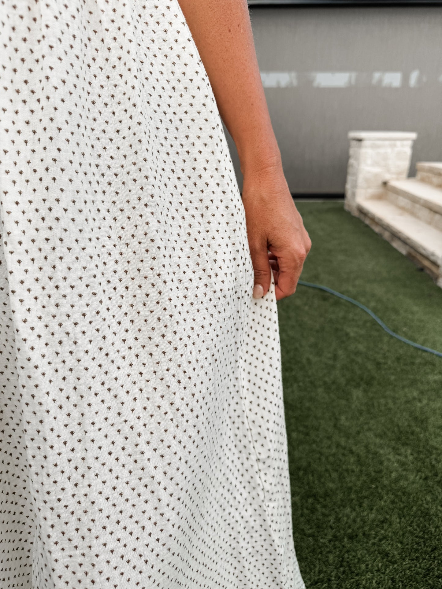 Cream Ditzy Floral Maxi (100% Cotton)