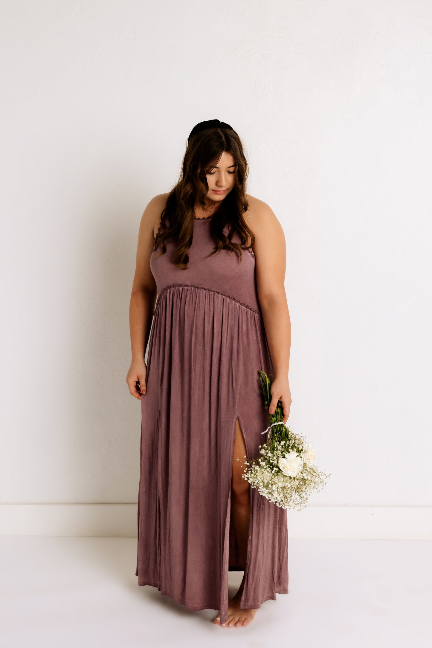 Plum Side Slit Dress