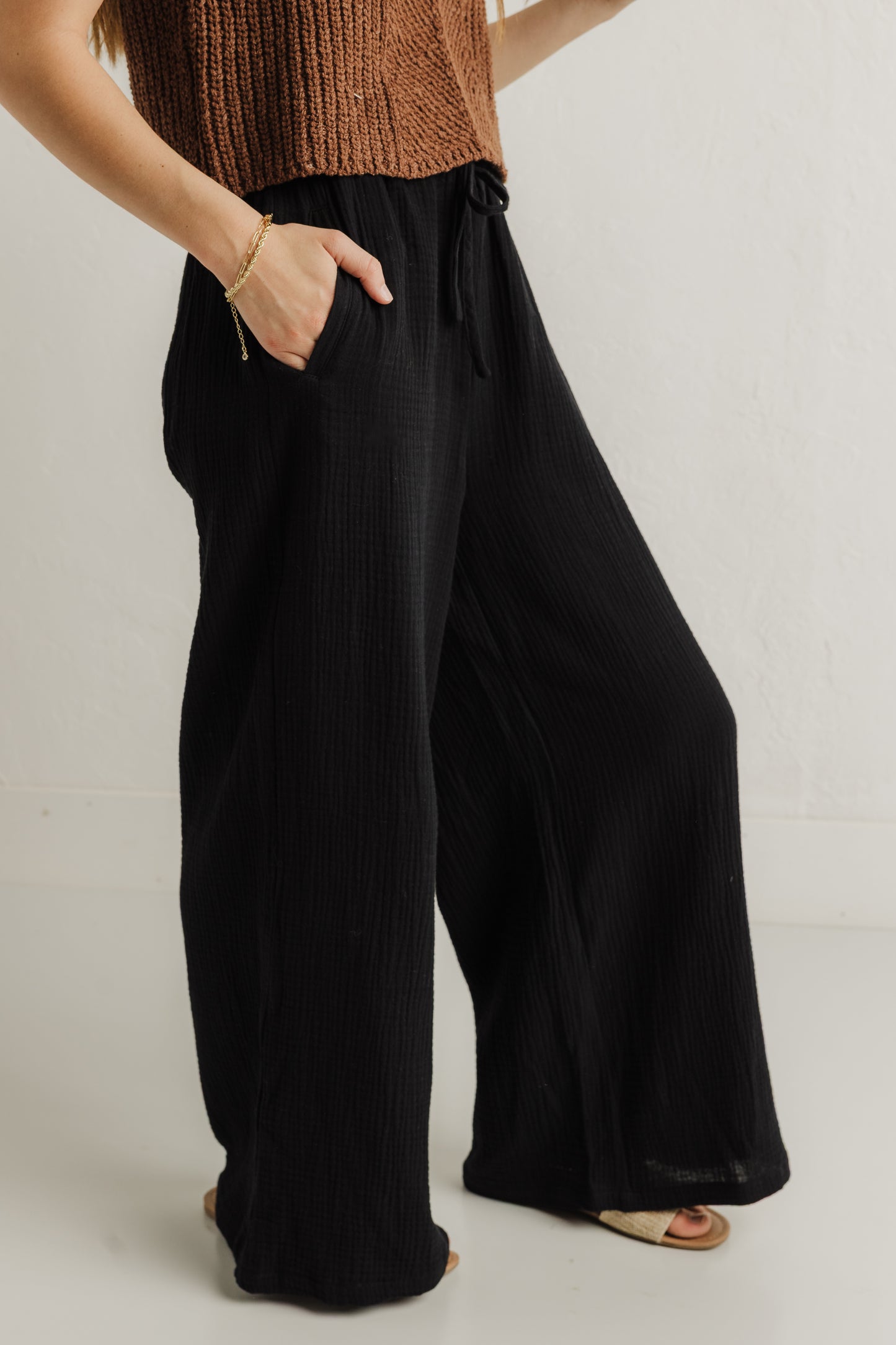 Black Gauze Pants (100% Cotton)
