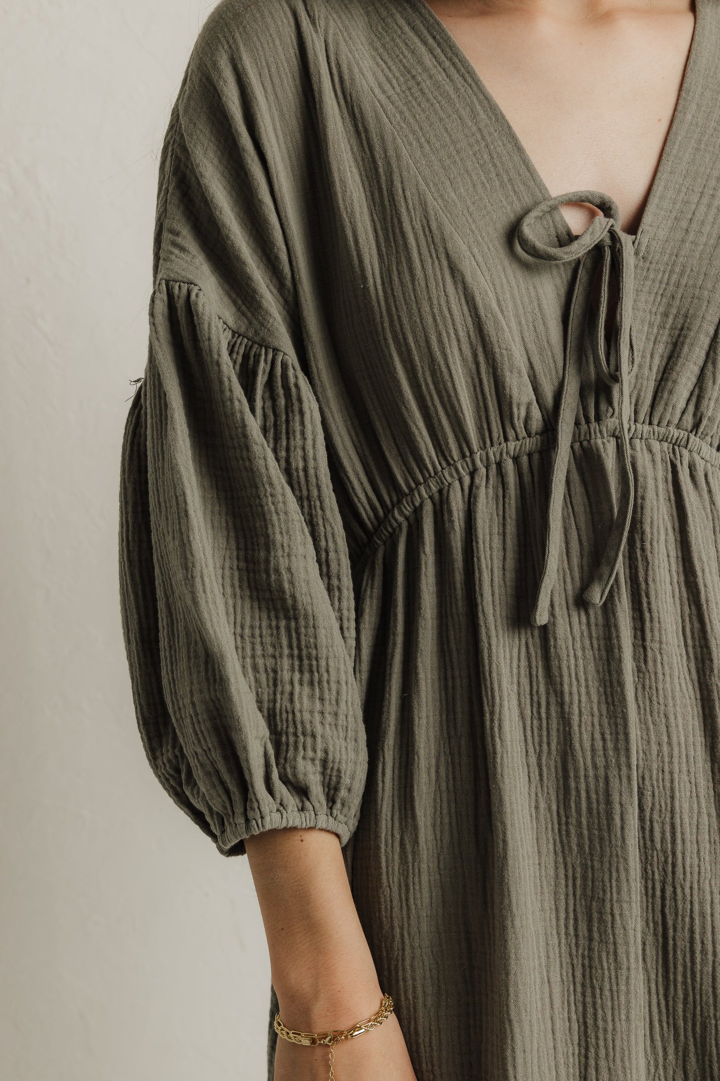 Sage Gauze Maxi Dress (100% Cotton)