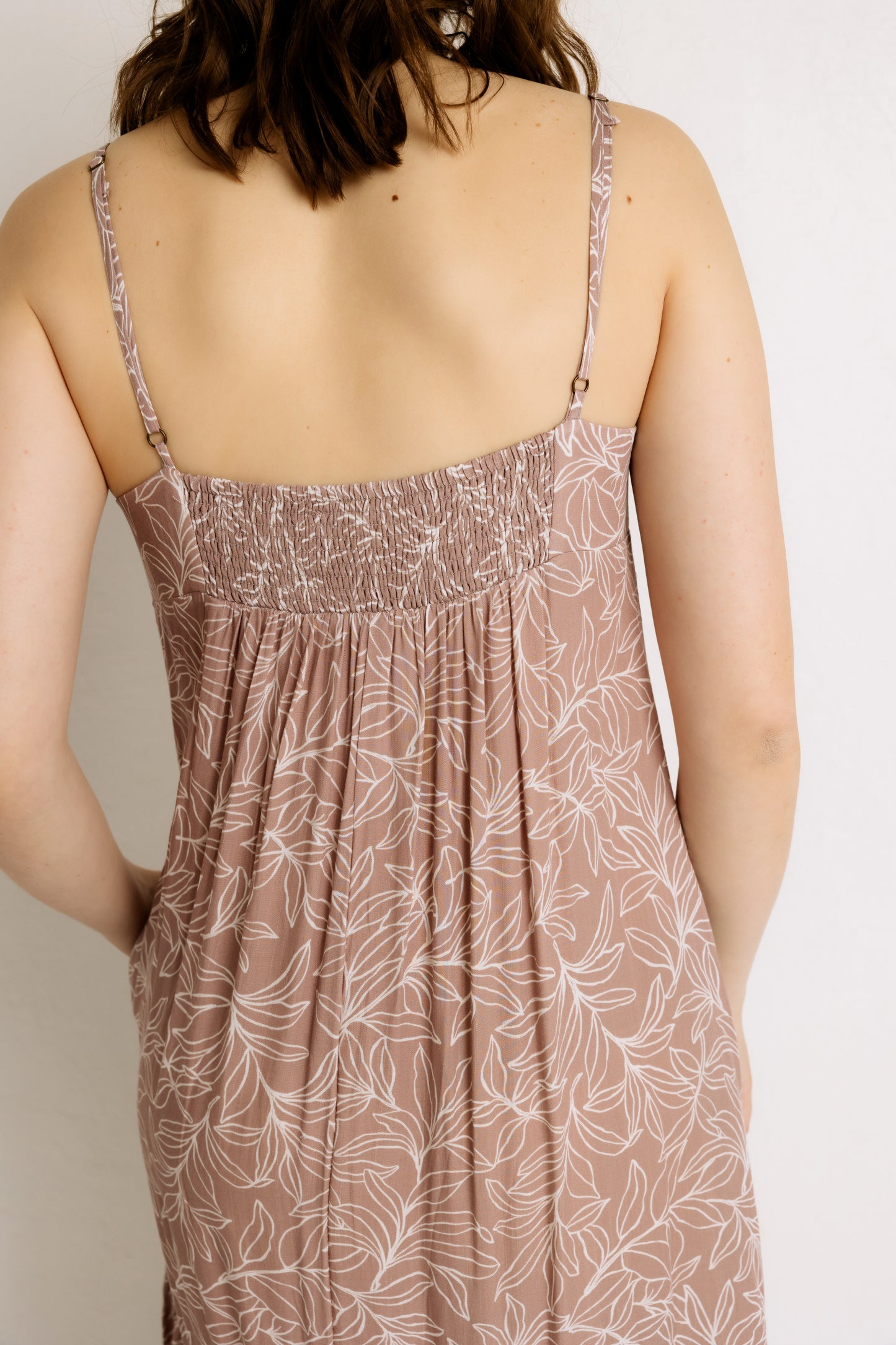 Leaf Print Dress in Mauve