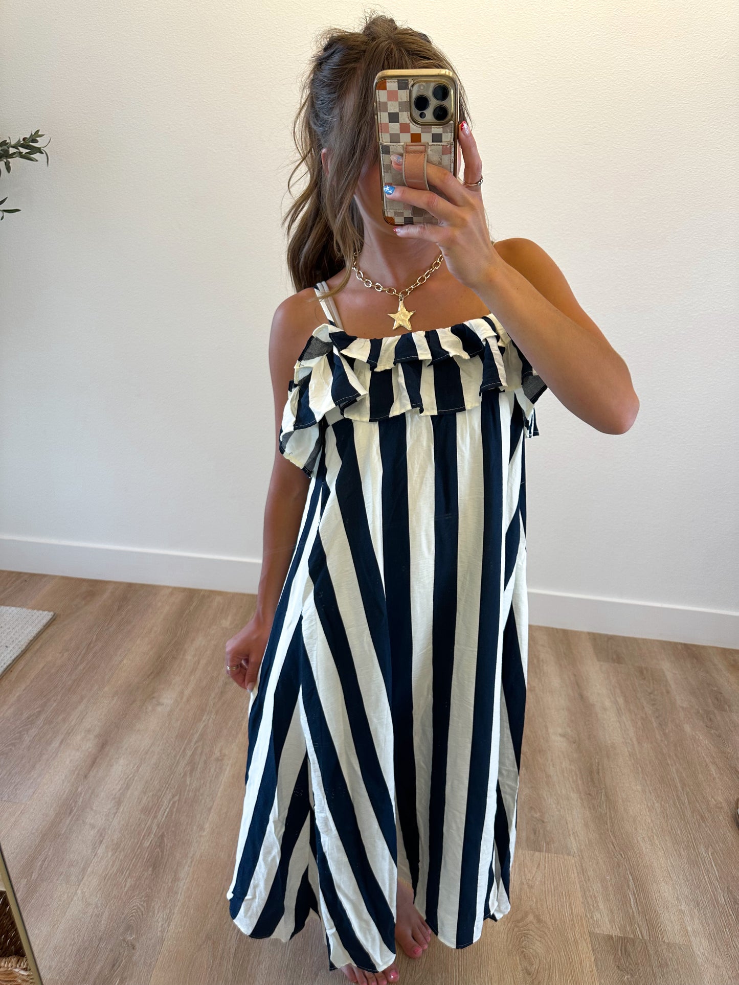 Navy Blue Stripe Dress