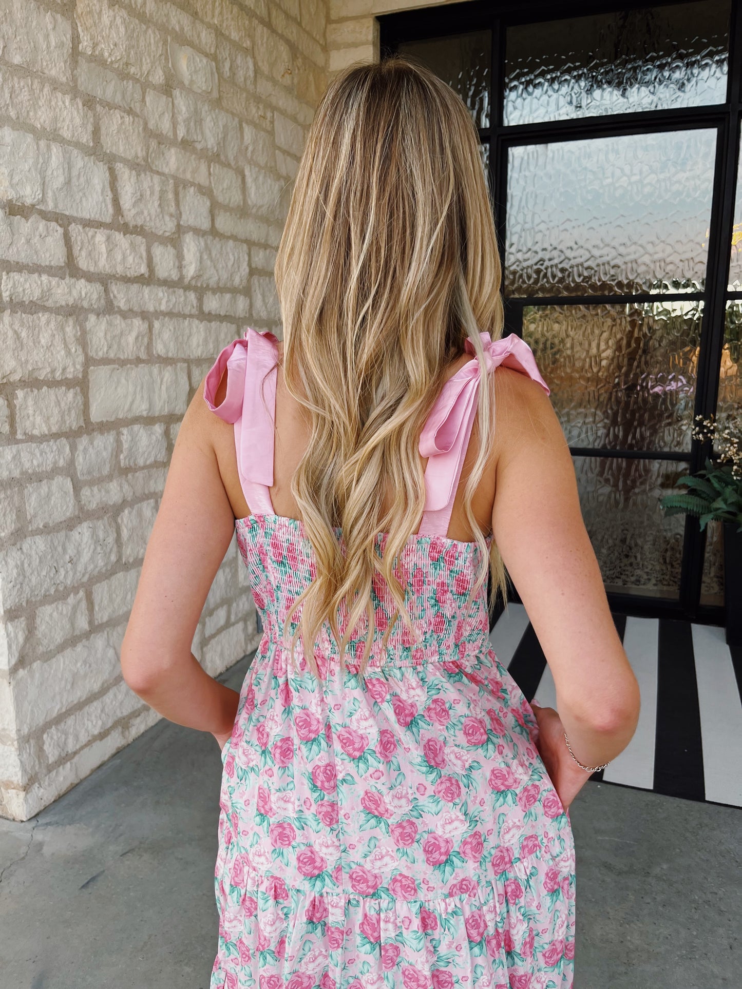 Pink Rose Maxi Dress (100% Cotton)