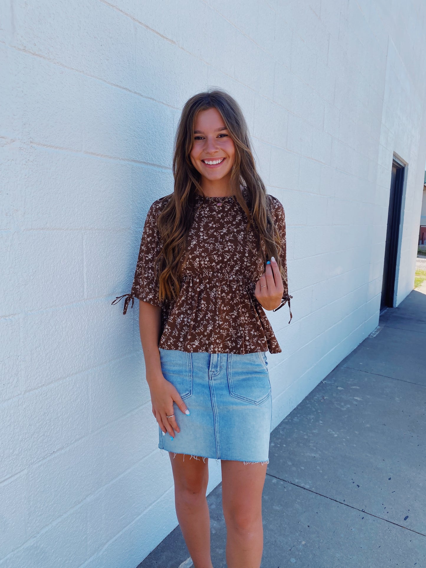 Brown Floral Blouse
