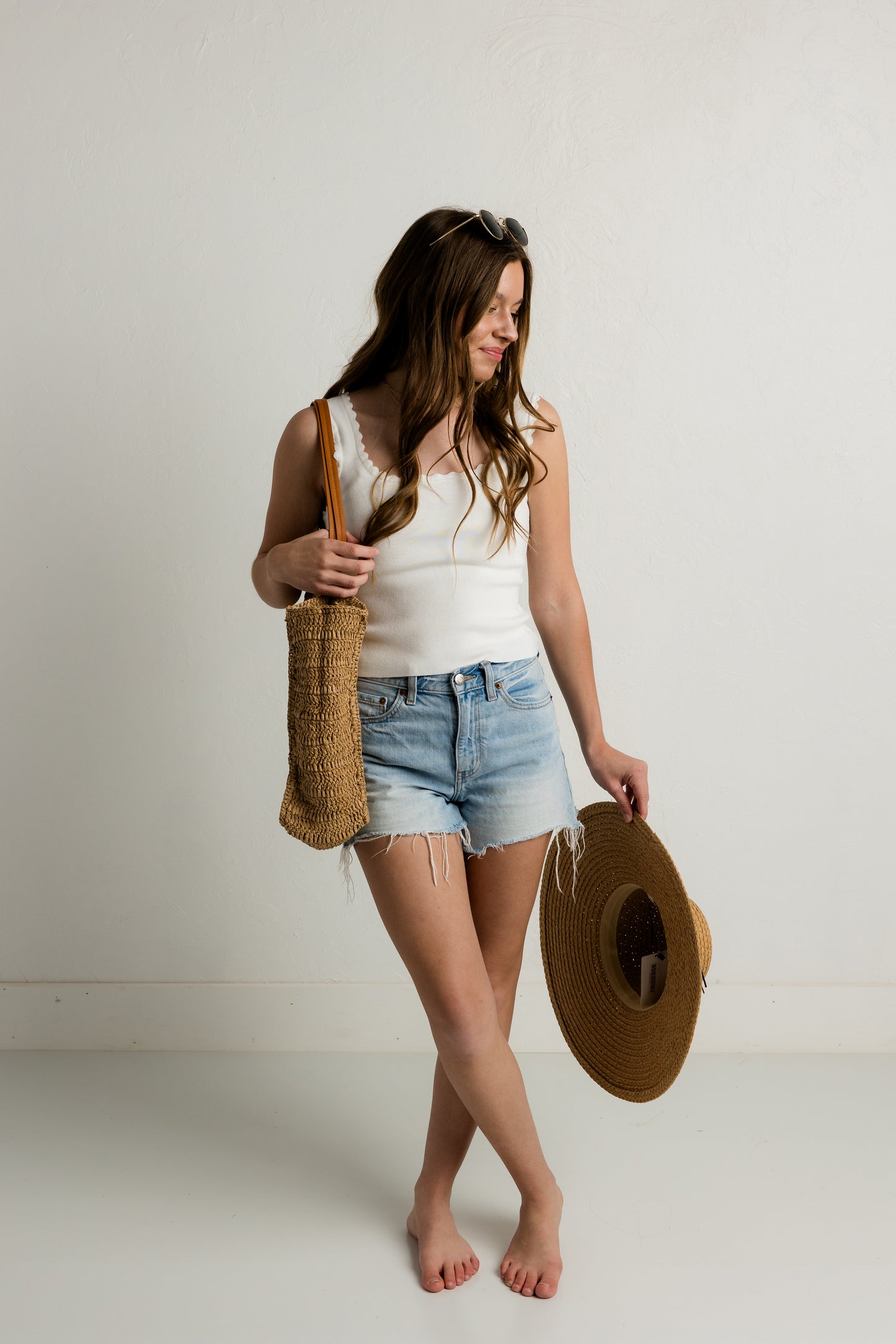 Scalloped Tank in White