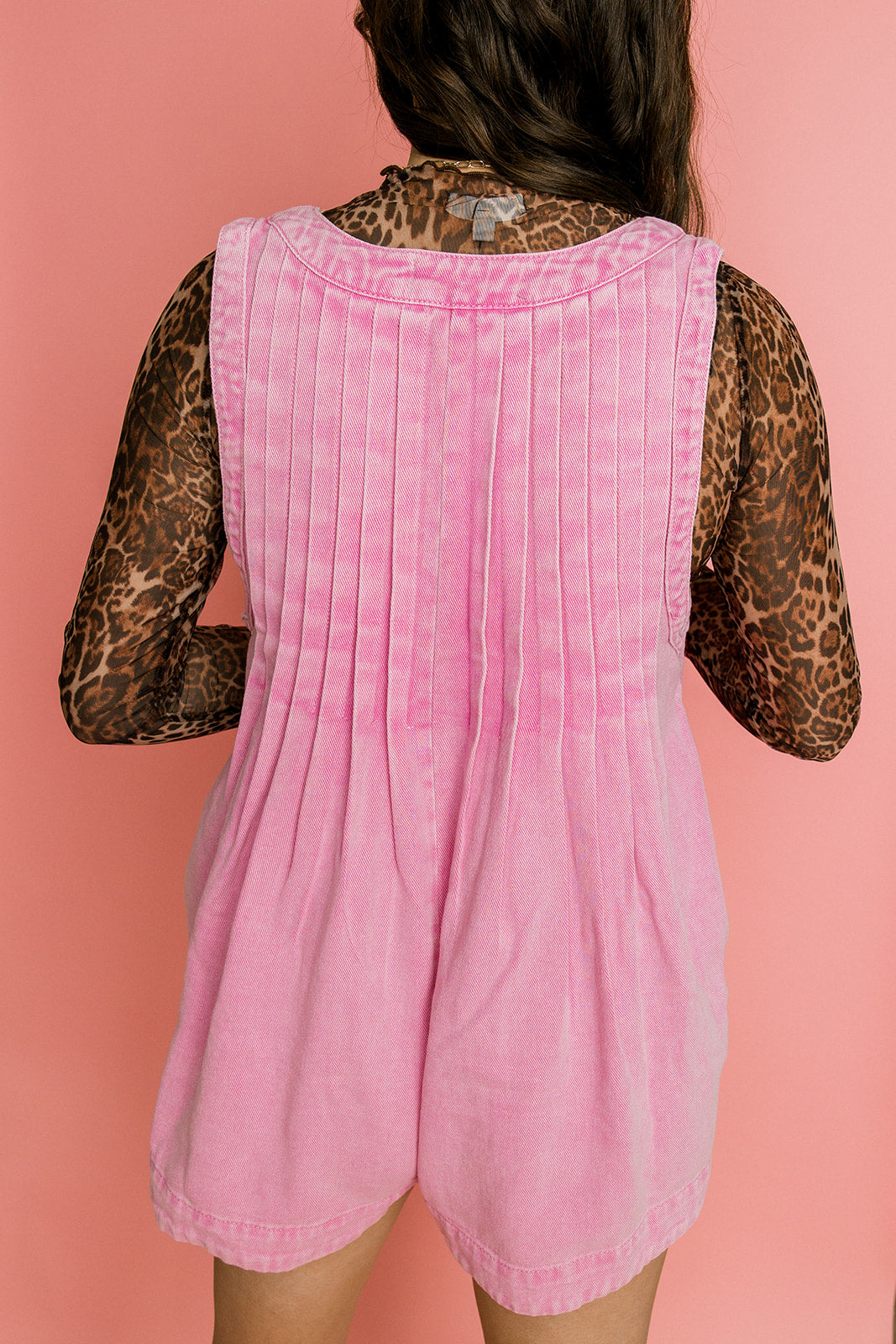 Pink Pleated Romper (100% COTTON)