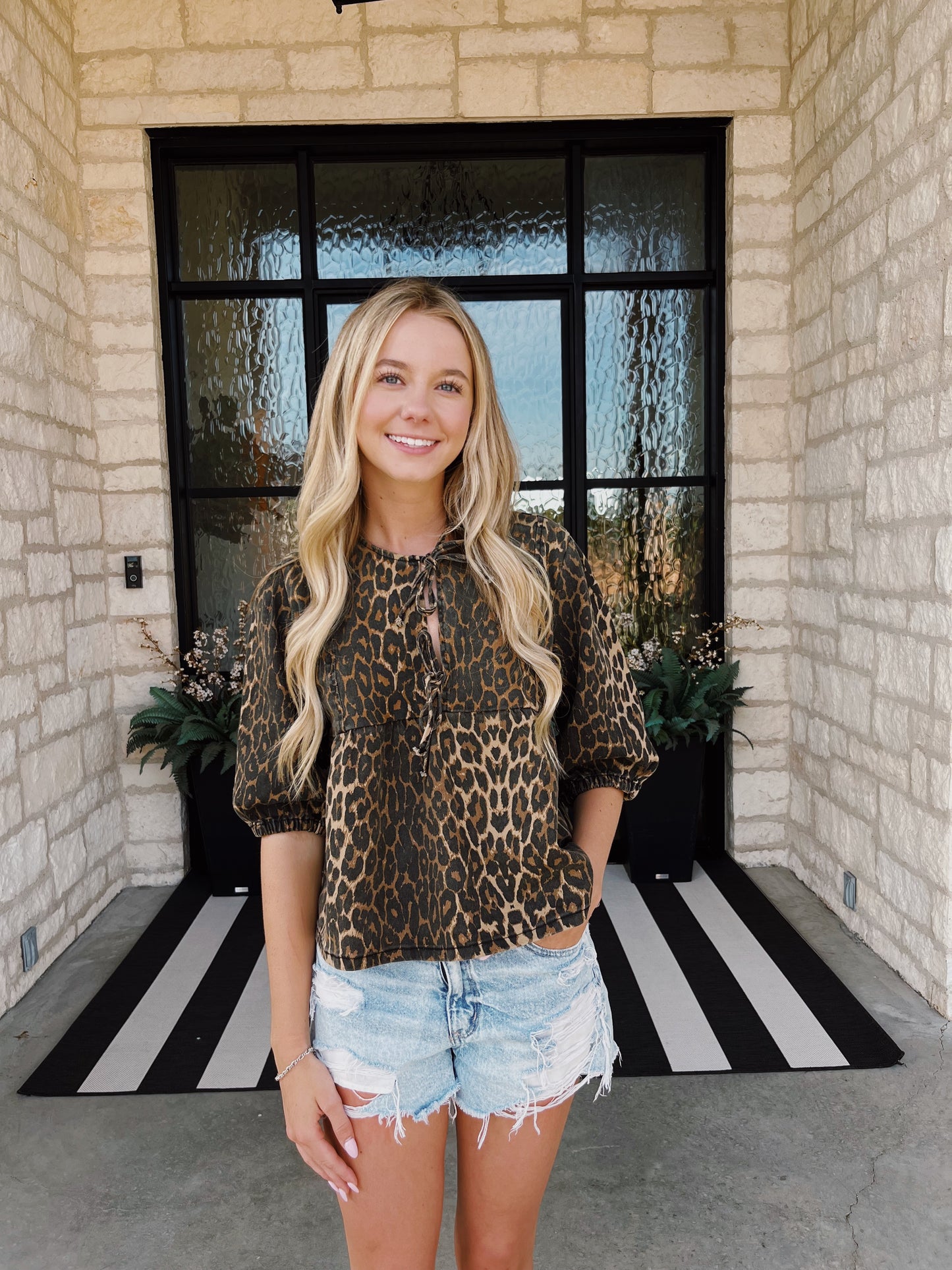 Leopard Denim Top