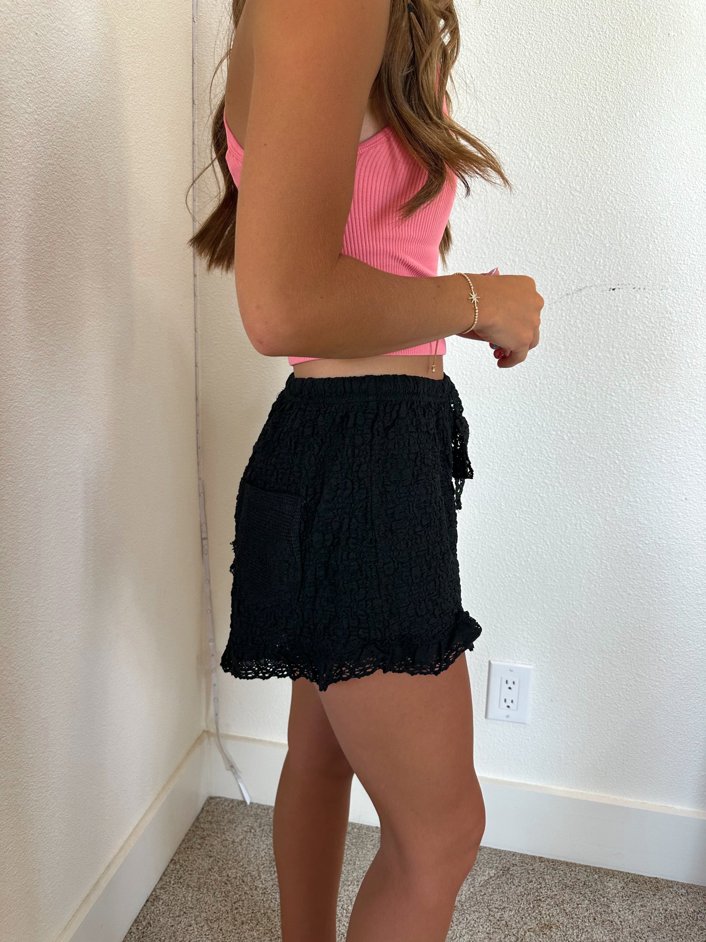 Black Crochet Shorts