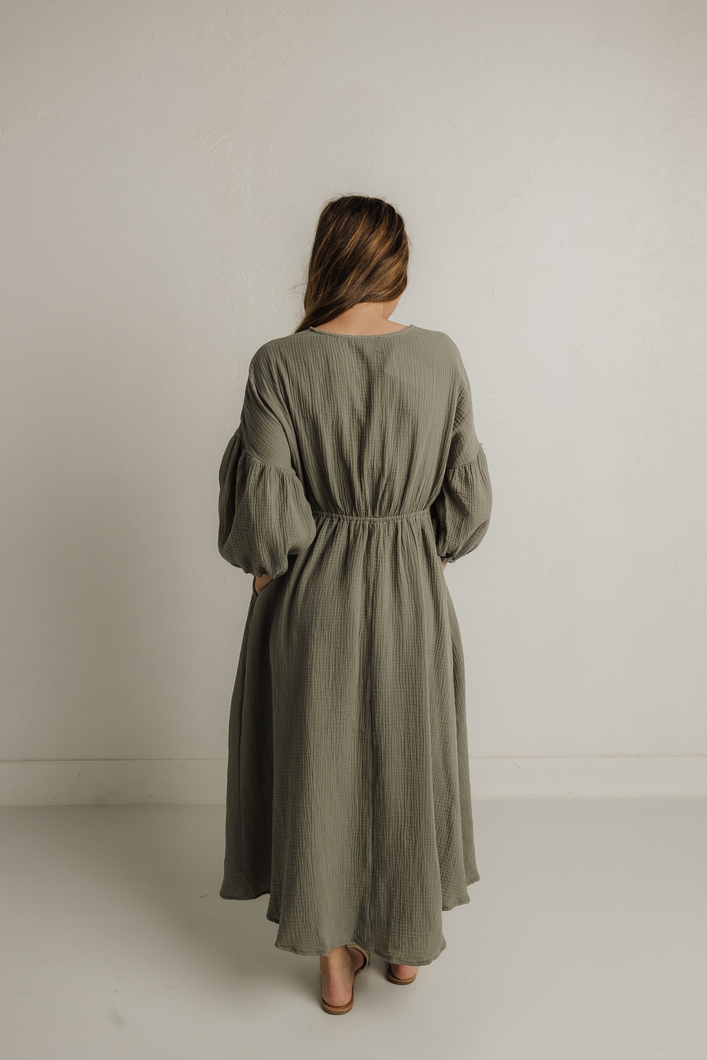 Sage Gauze Maxi Dress (100% Cotton)
