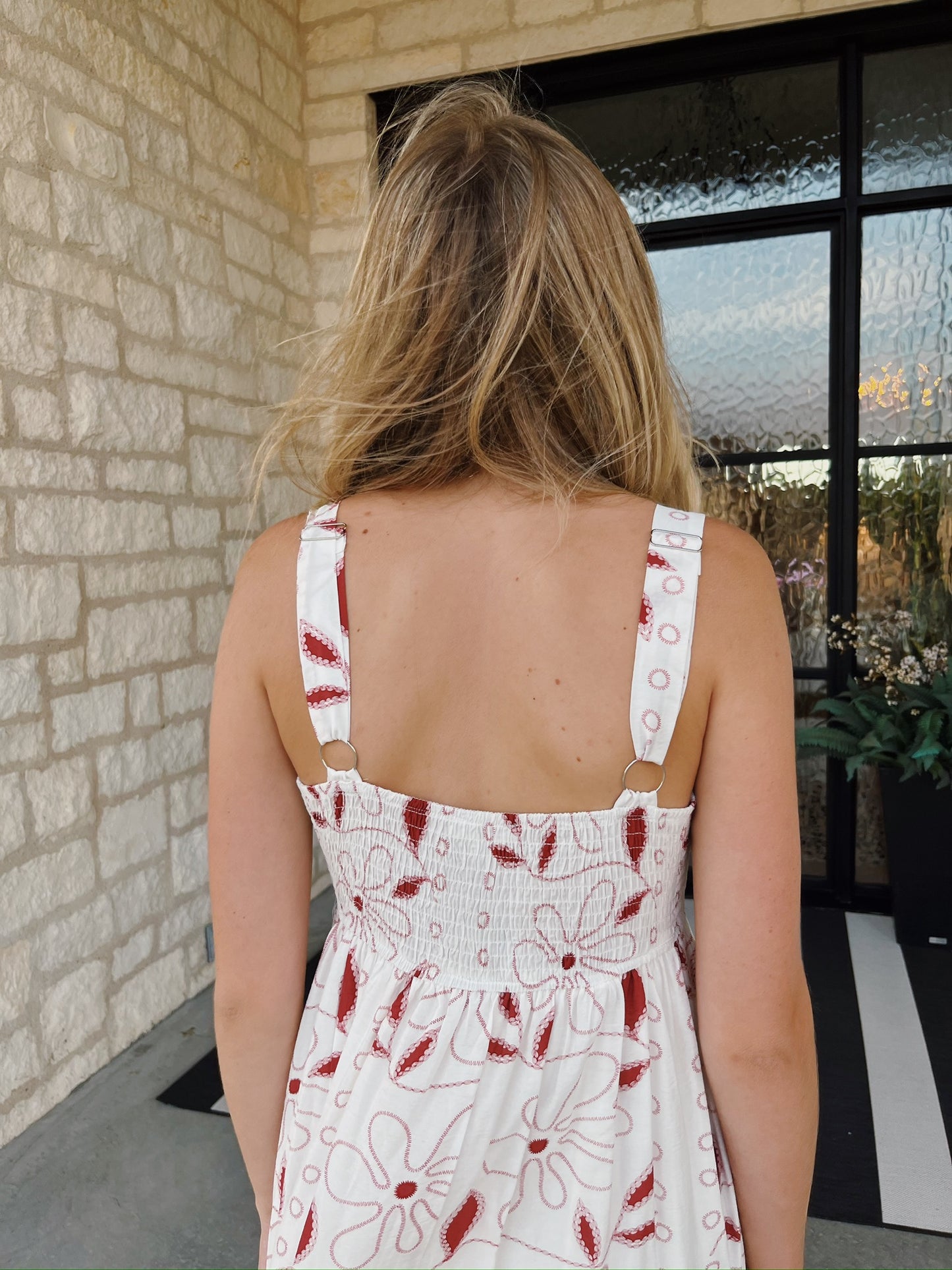 Red Floral Embroidered Dress