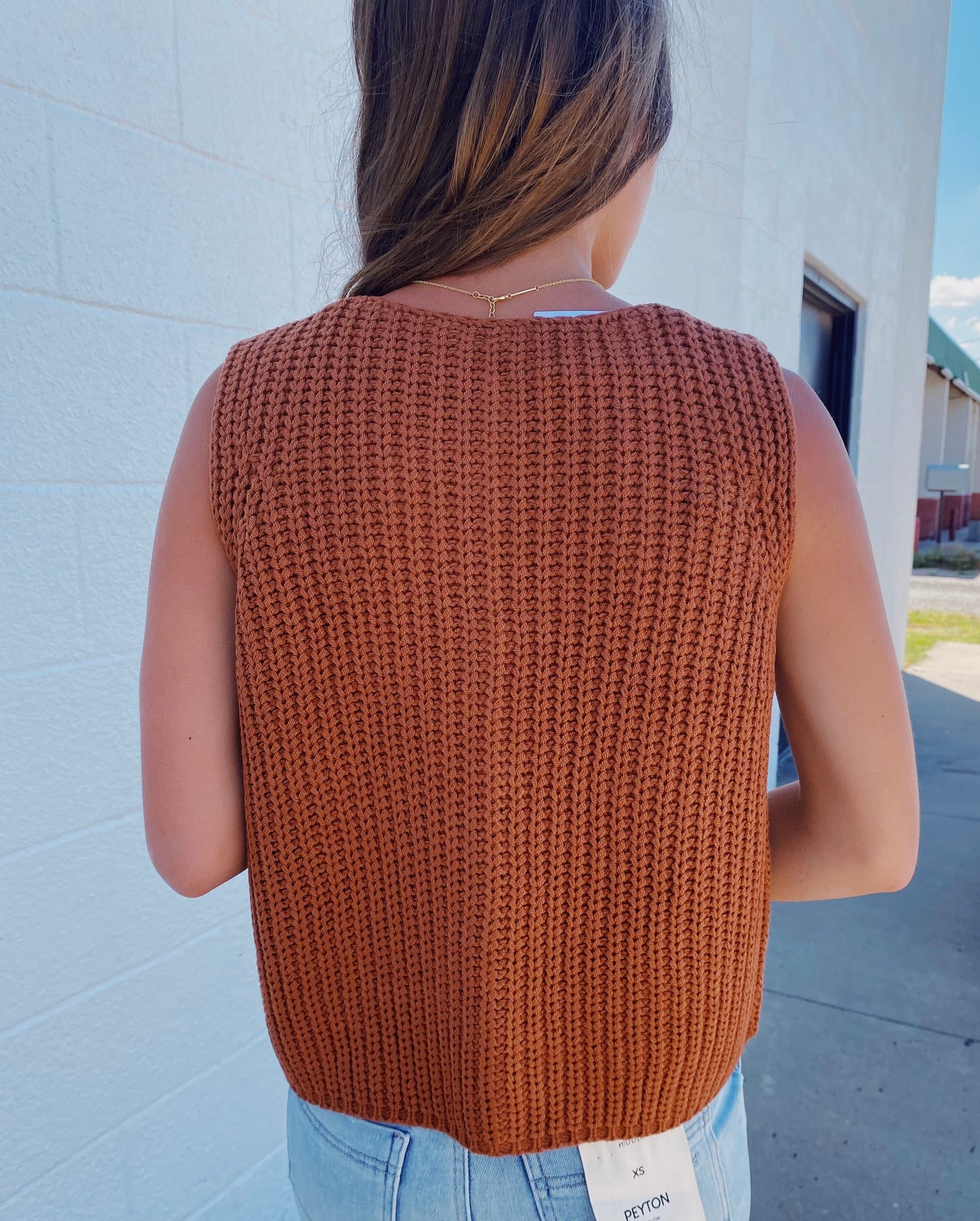 Button Front Sweater in Brick