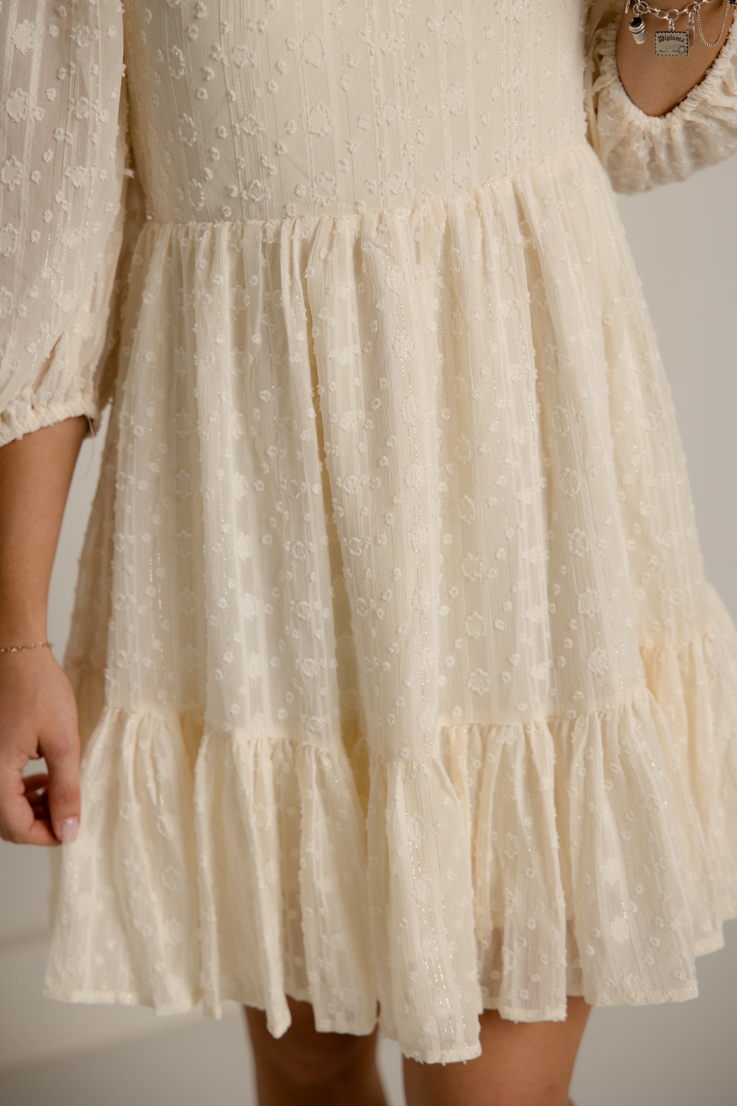 Cream Backtie mini Dress