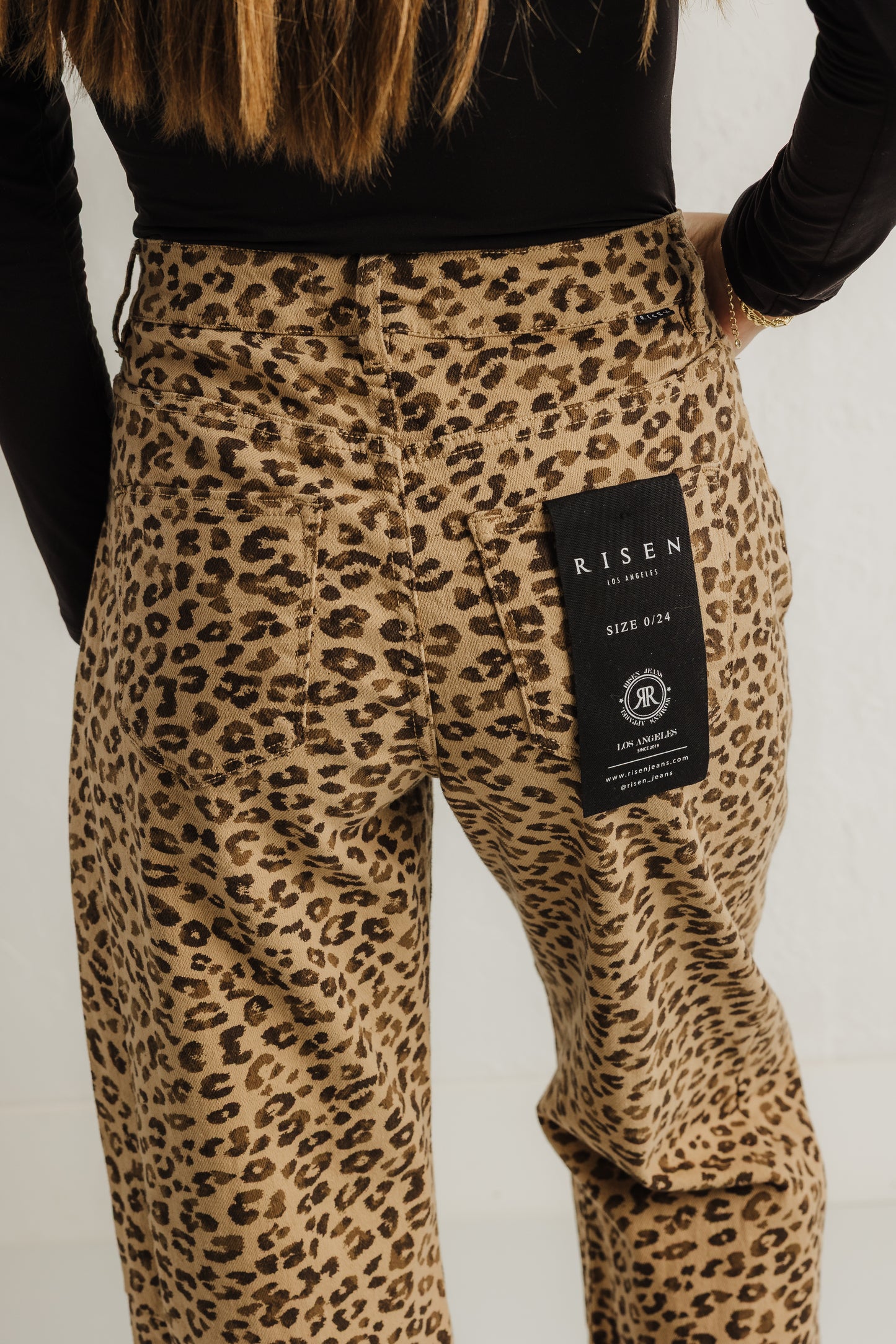 Leopard Cuffed Barrel Jeans