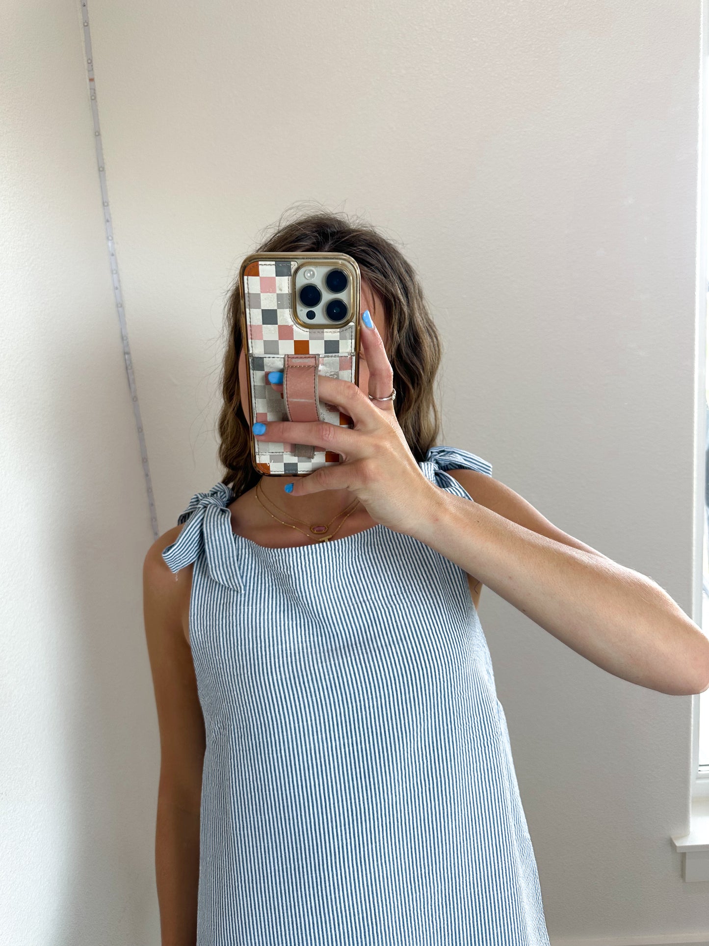 Blue/White Stripe Boat Neck Dress