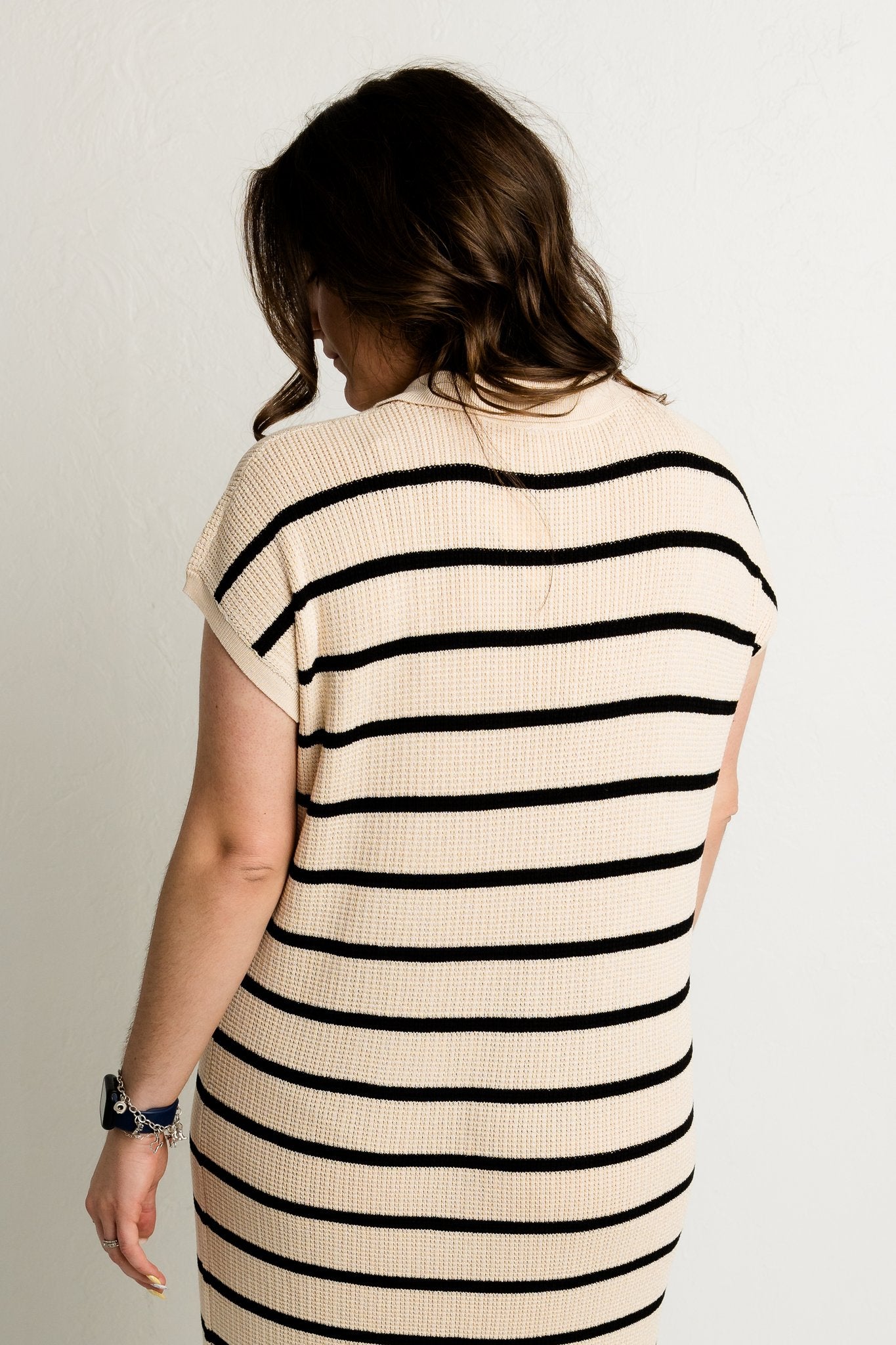 Taupe/Black Striped Dress