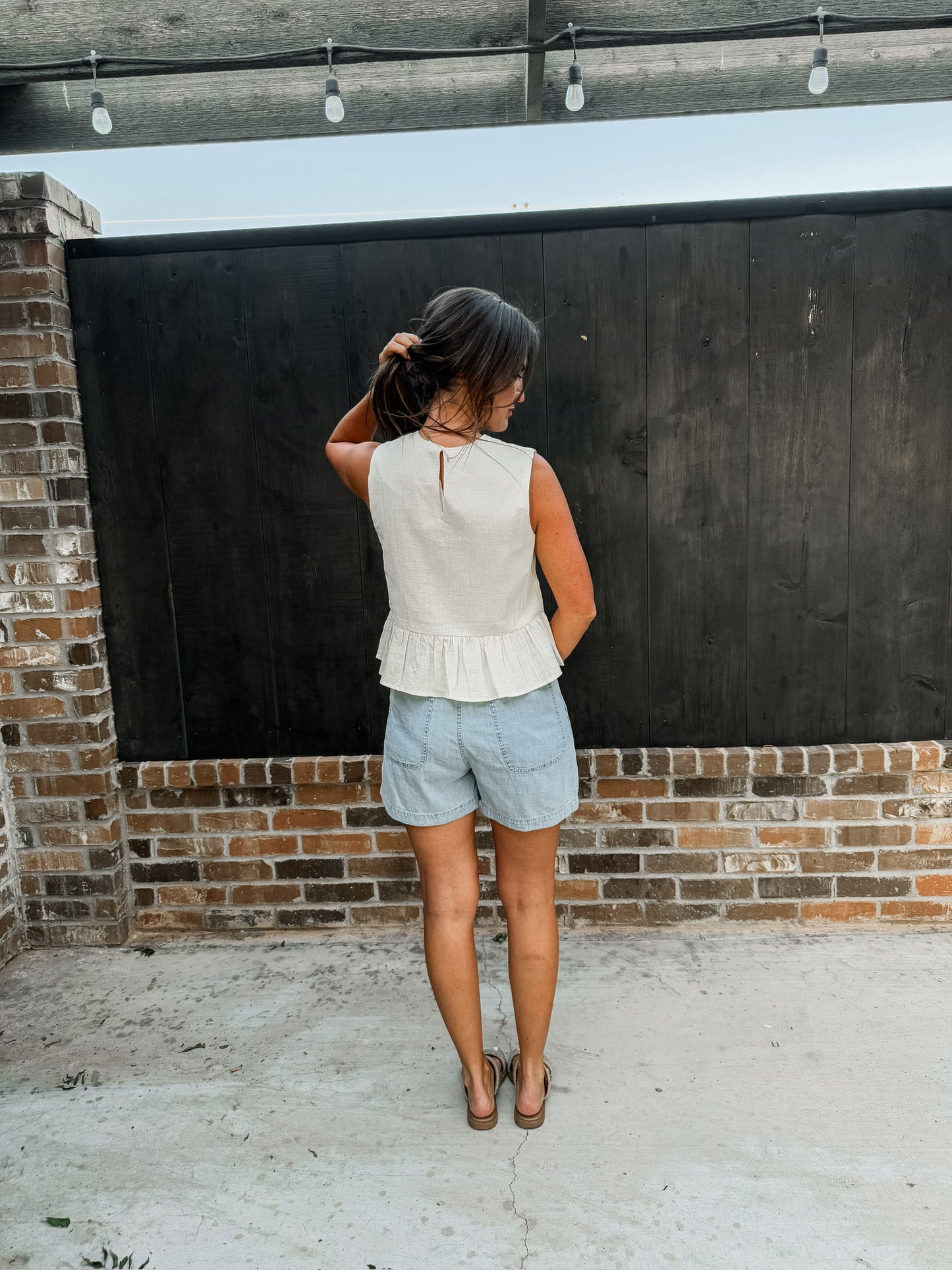 Lightwash Denim Drawstring Shorts (100% Cotton)
