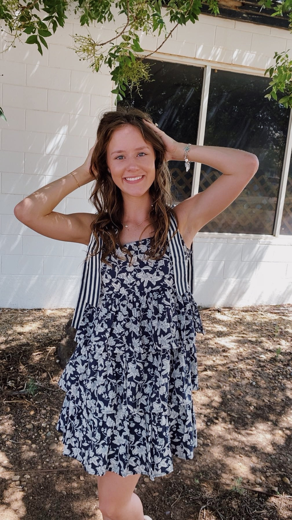 Navy Ruffle Mini Dress