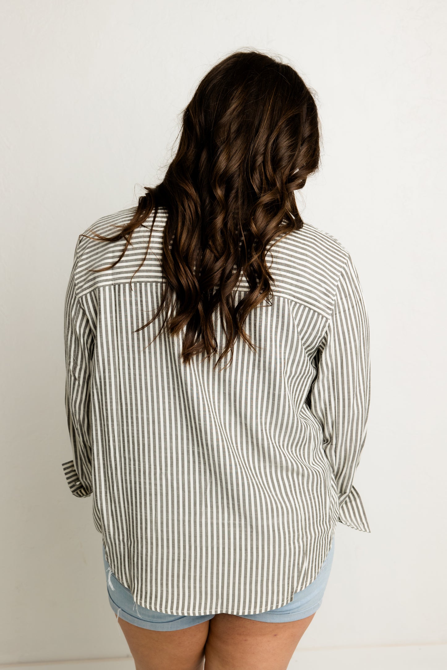 Grey Striped Button Down Shirt