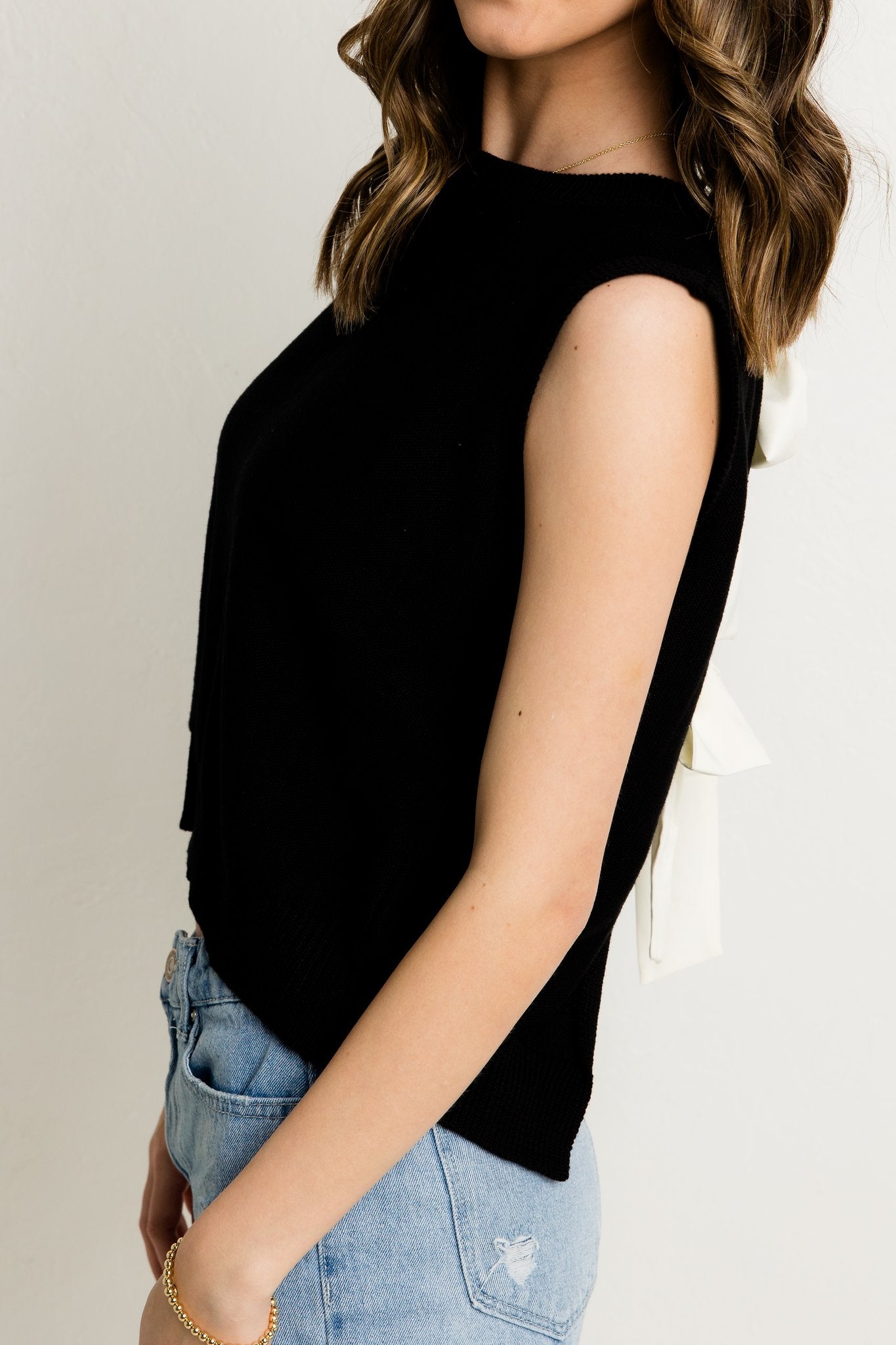 Black Bow Sweater Tank