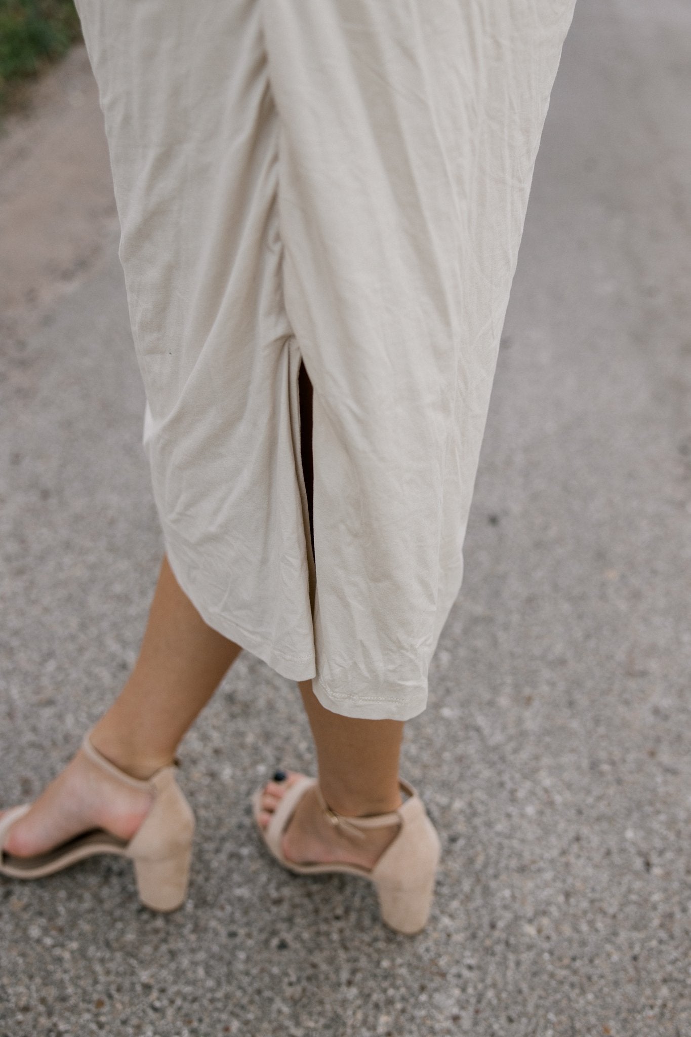 Mock Neck Cream Dress