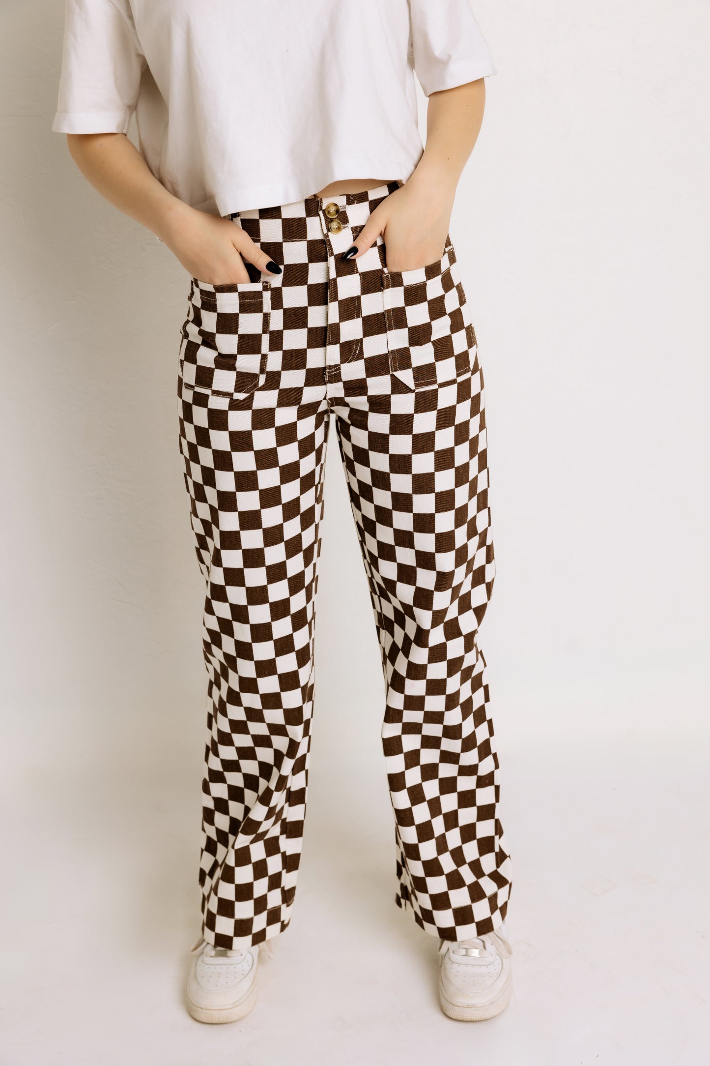 Checkered Pants in Cinnamon (100% Cotton)