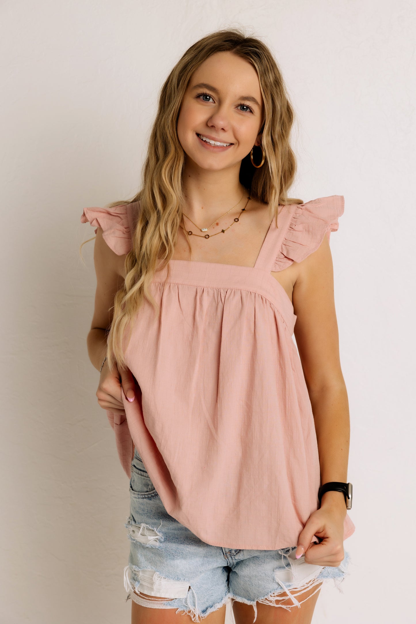 Babydoll Blouse in Blush Pink (100% Cotton)