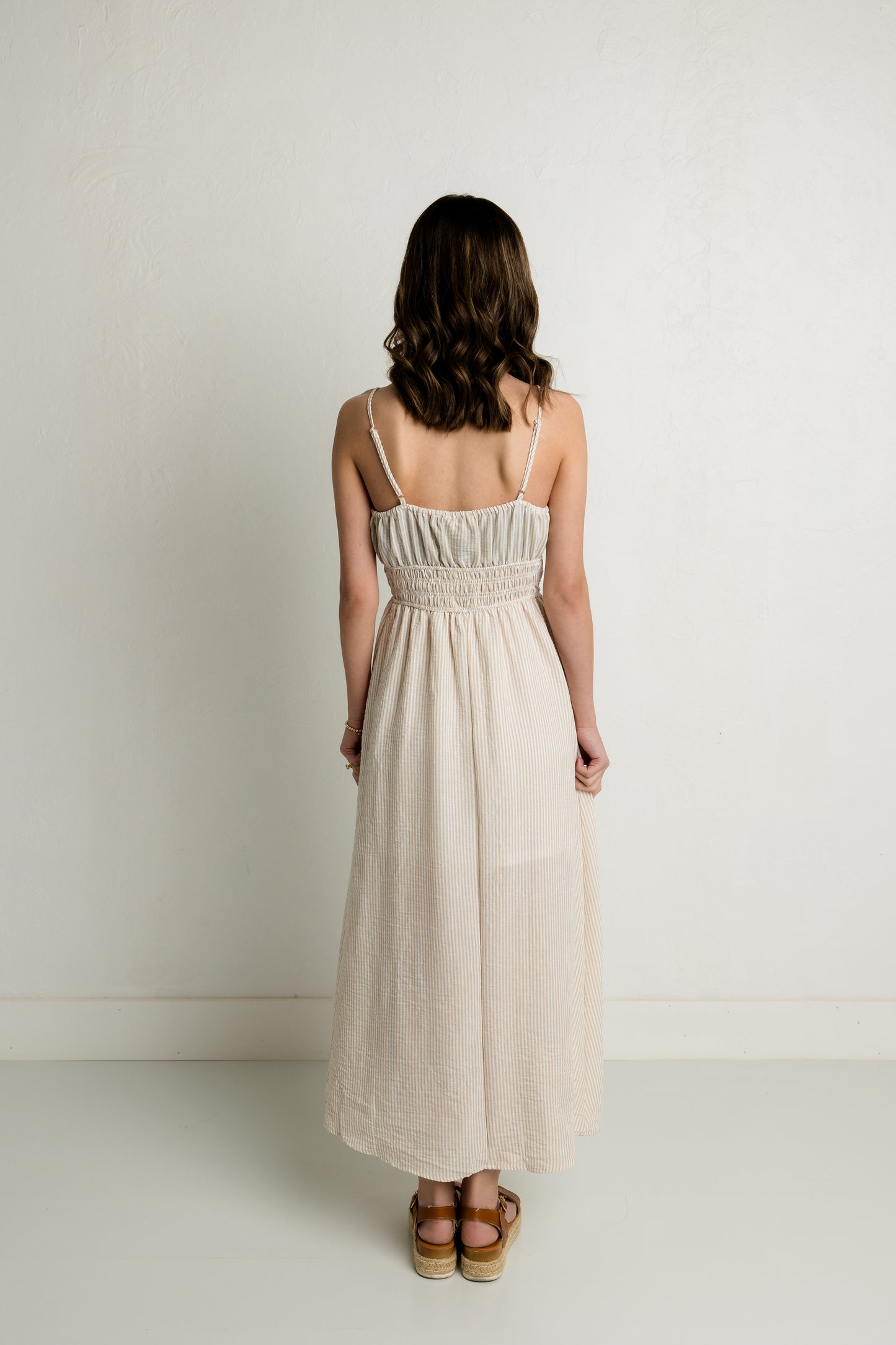 Striped Maxi Dress in Taupe