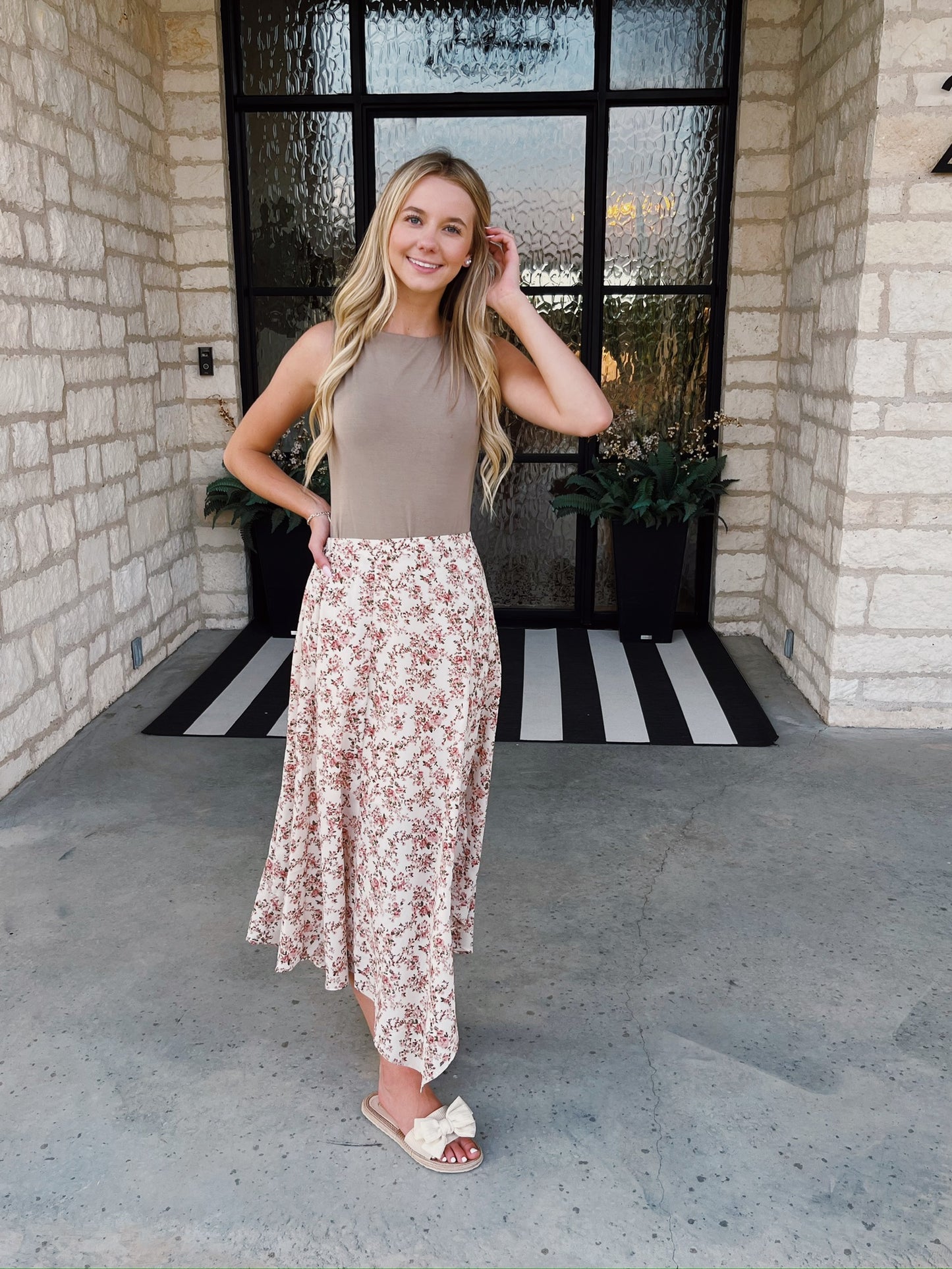 Cream Floral Skirt