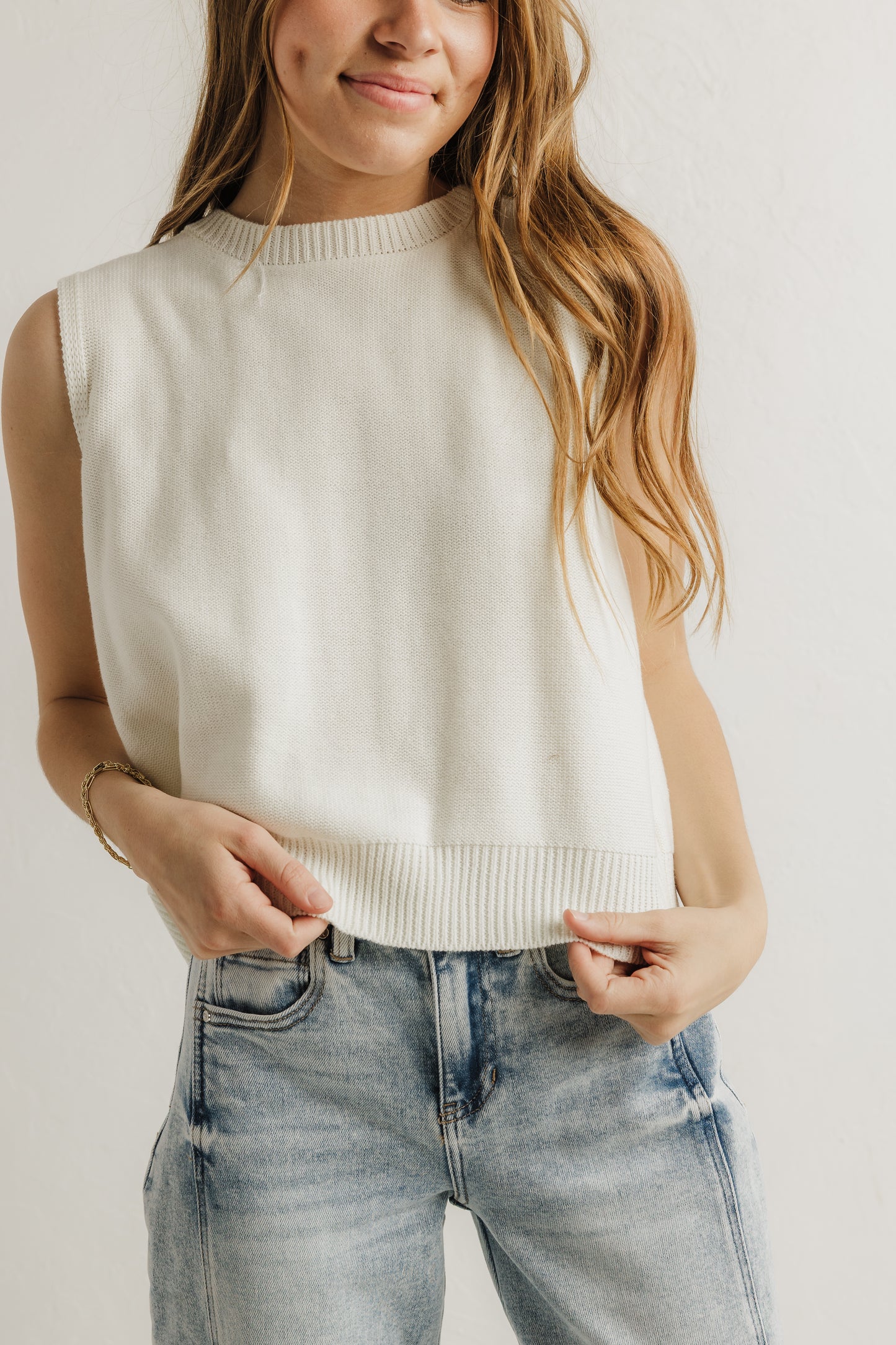 Cream & Black Bow Sweater Tank