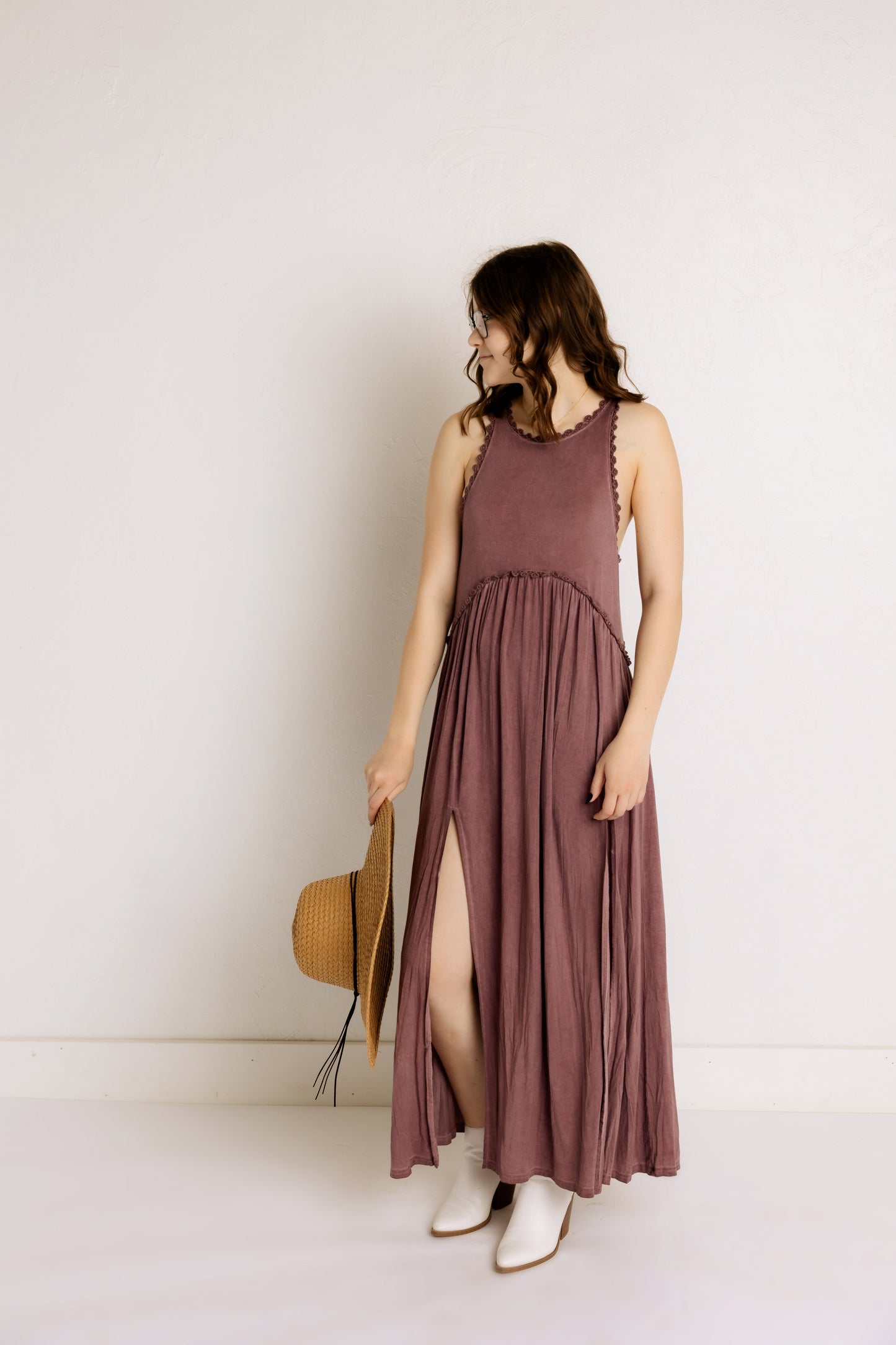 Plum Side Slit Dress