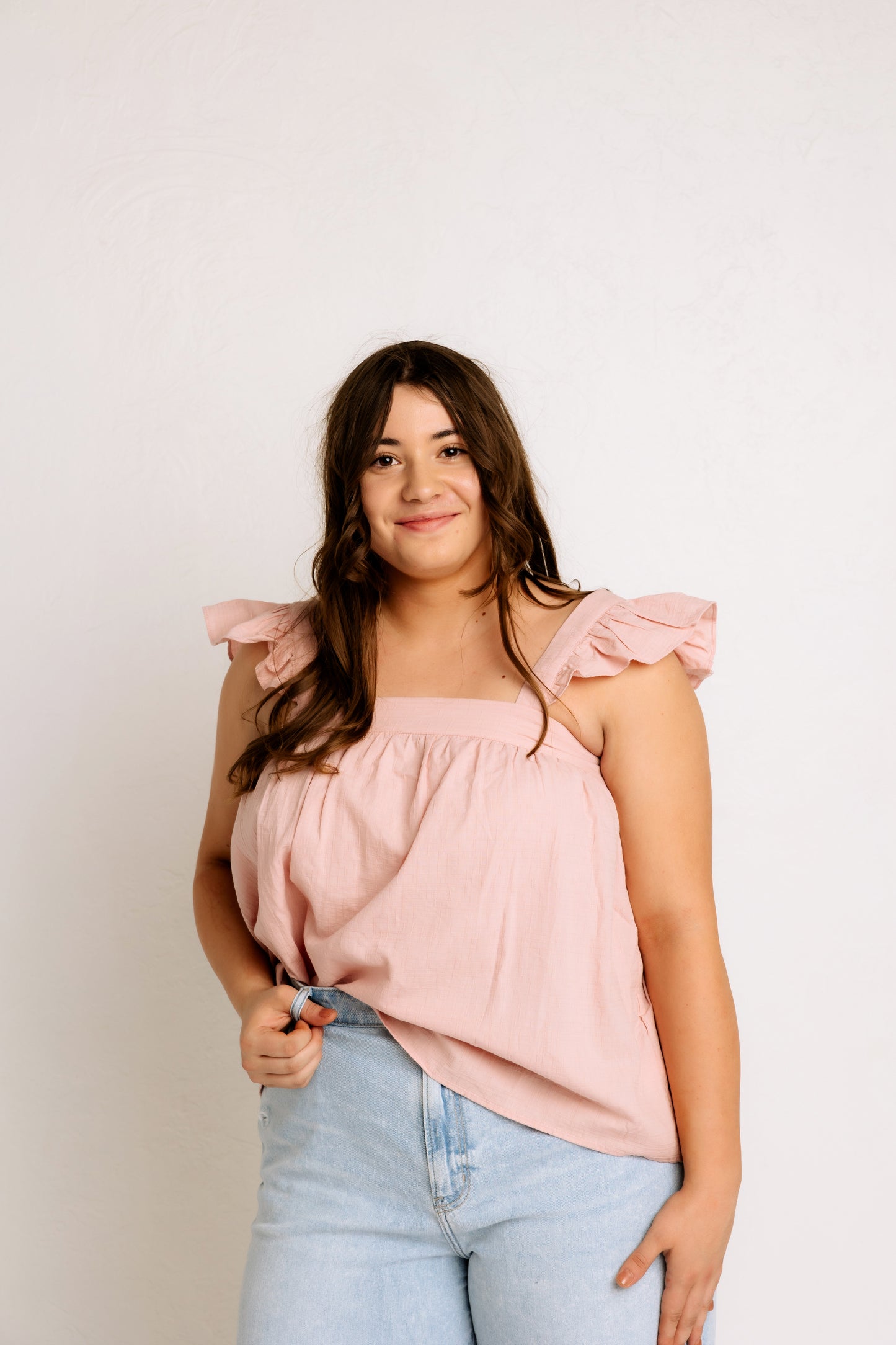 Babydoll Blouse in Blush Pink (100% Cotton)