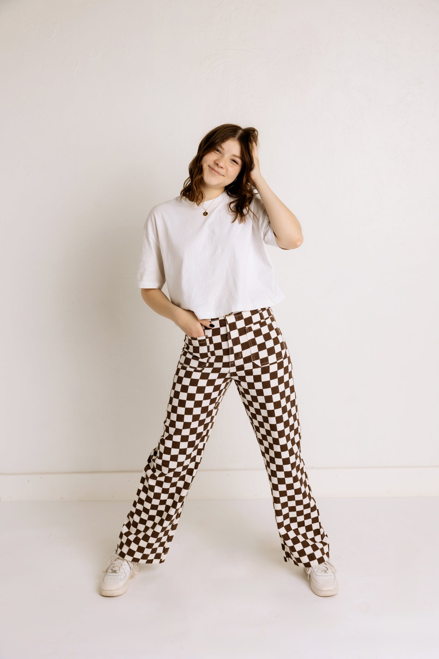 Checkered Pants in Cinnamon (100% Cotton)