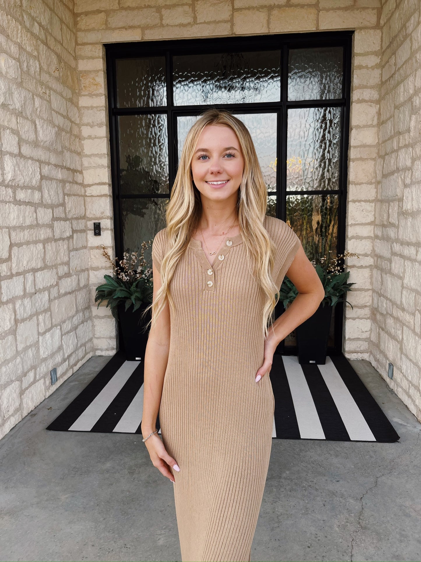 Mocha Ribbed Midi Dress