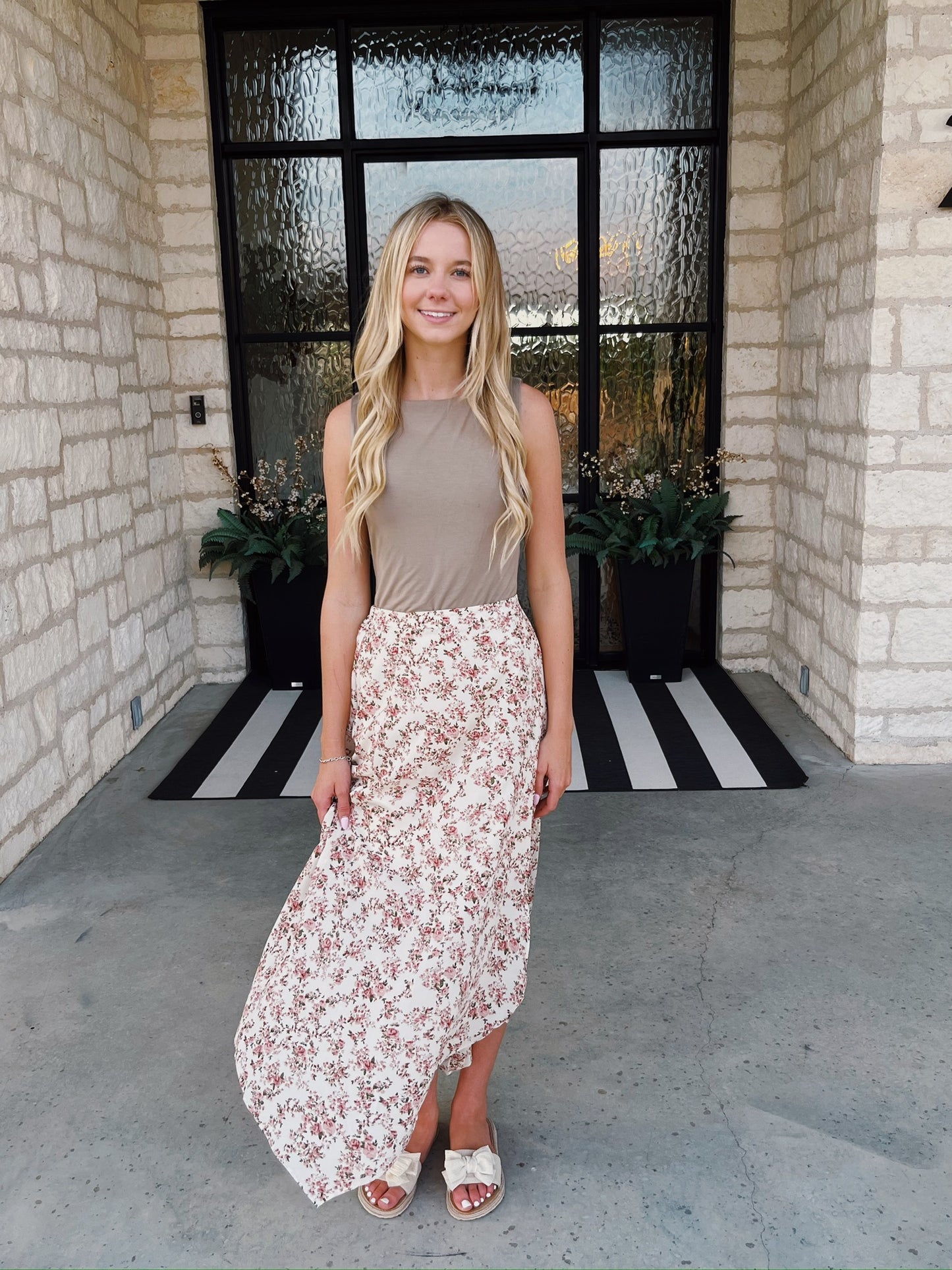 Cream Floral Skirt