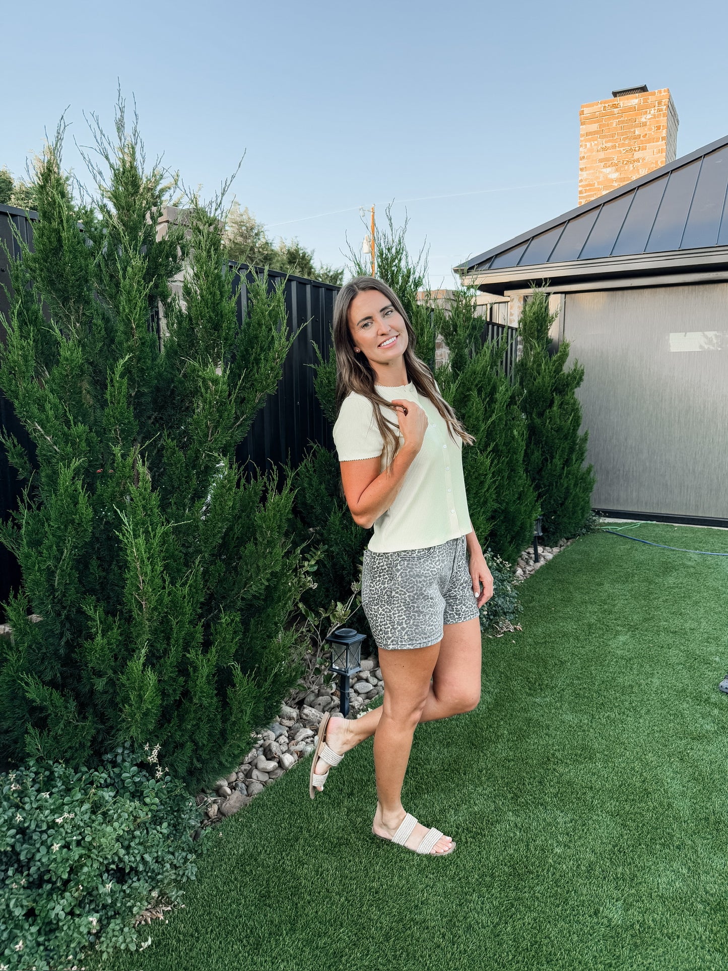 Leopard Denim Shorts (100%Cotton)