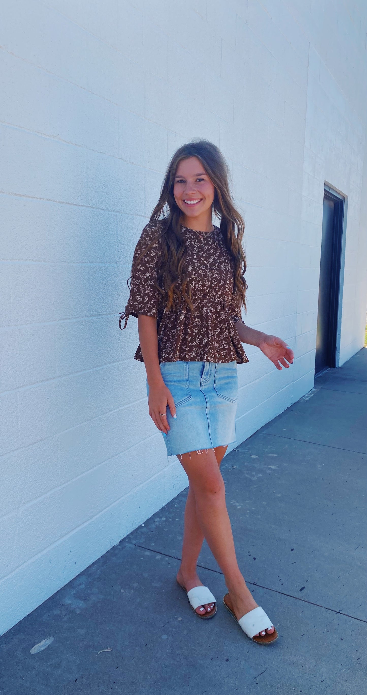 Brown Floral Blouse