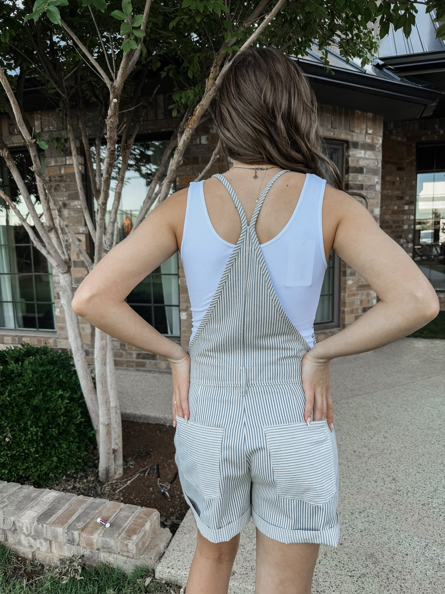 Striped Denim Romper