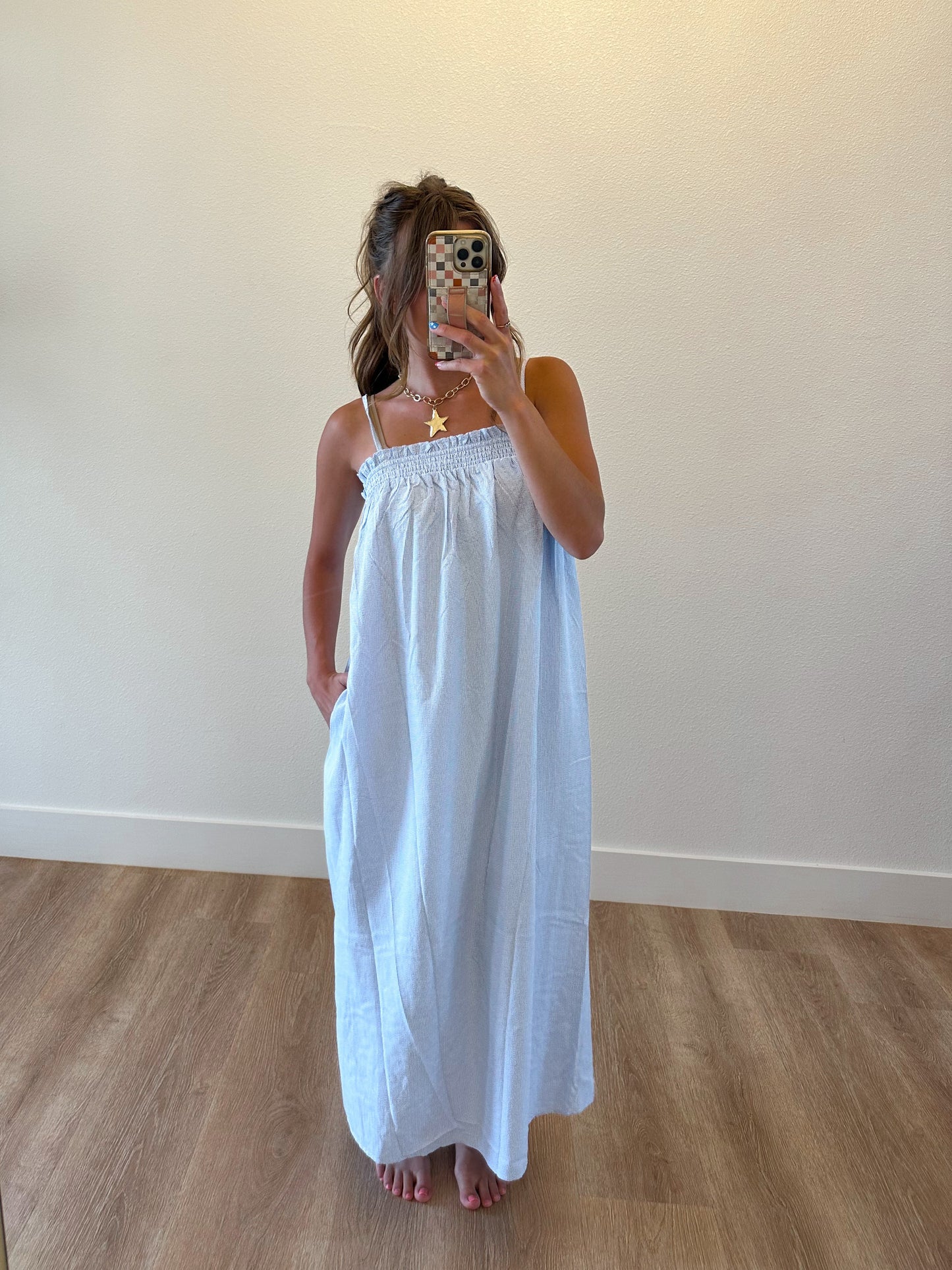 Ivory & Blue Midi Dress